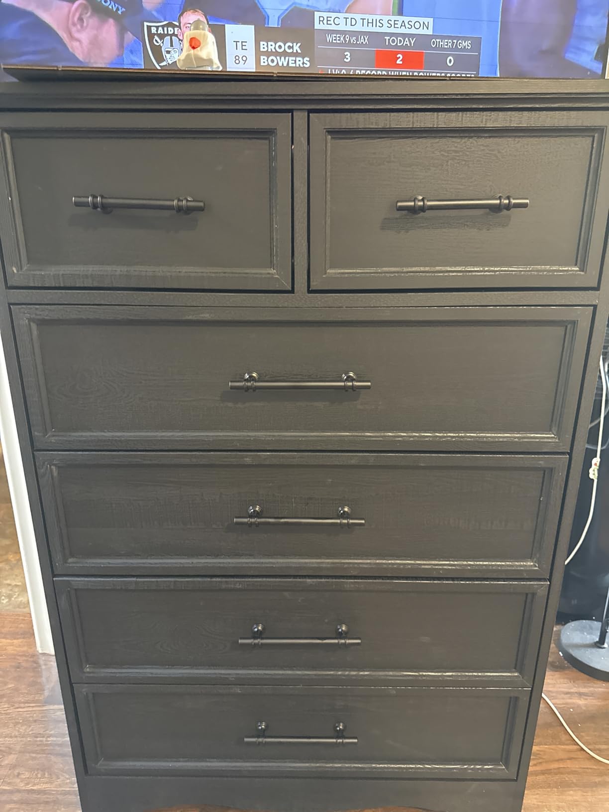 YANSNWO Black Farmhouse Dresser for Bedroom, Modern 6 Chest of Drawers, 44