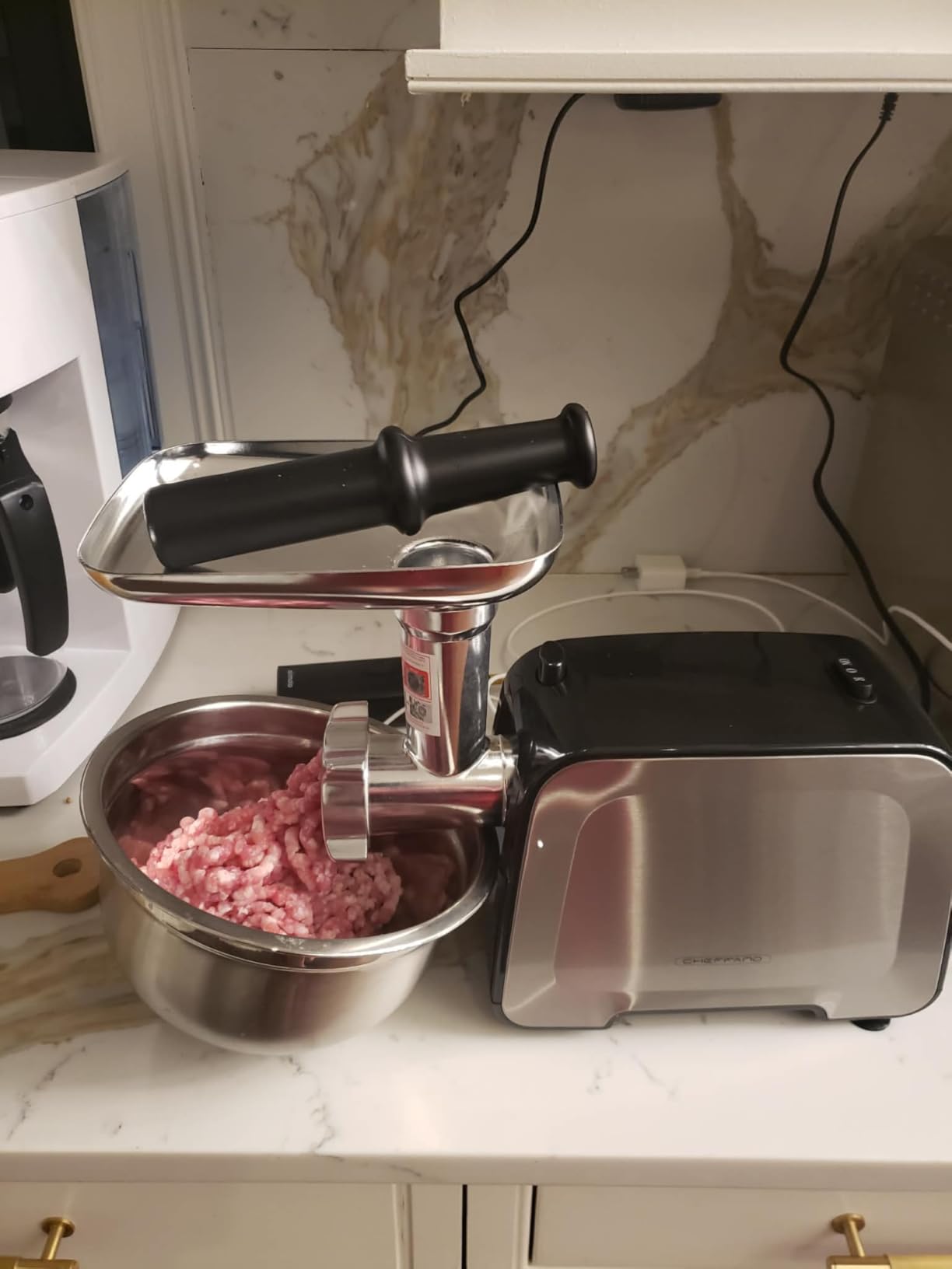 Electric Meat Grinder, Stainless Steel Sausage Stuffer Maker With 2 Blades, 3 Plates customer photo 2