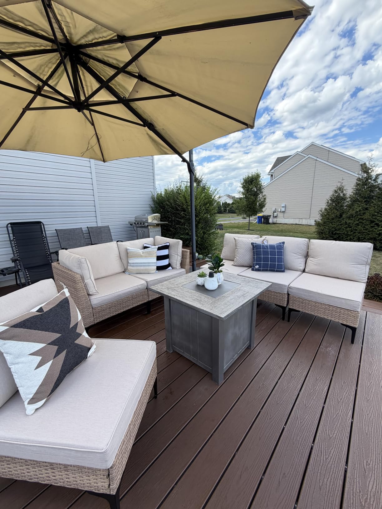 5-Piece Patio Furniture Set, Outdoor Wicker Sectional Sofa with Coffee Table, Anti-Slip & Thick All-Weather Cushions for Party, Garden, Backyard, Beige customer photo 2