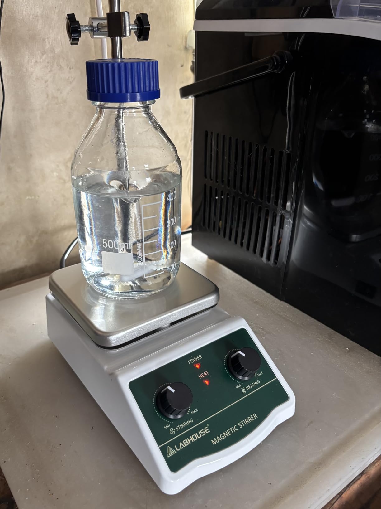 LHS-2 Magnetic Stirrer Hot Plate, 300°C/572°F, 2000RPM, 2L | Plate surface temp up to 300°C, PTFE stir bars & recycler set, variable speed, for lab heating & mixing customer photo 1
