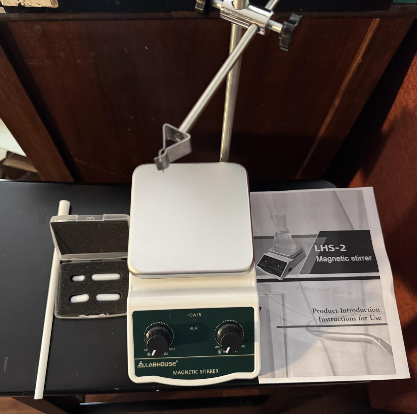 LHS-2 Magnetic Stirrer Hot Plate, 300°C/572°F, 2000RPM, 2L | Plate surface temp up to 300°C, PTFE stir bars & recycler set, variable speed, for lab heating & mixing customer photo 2