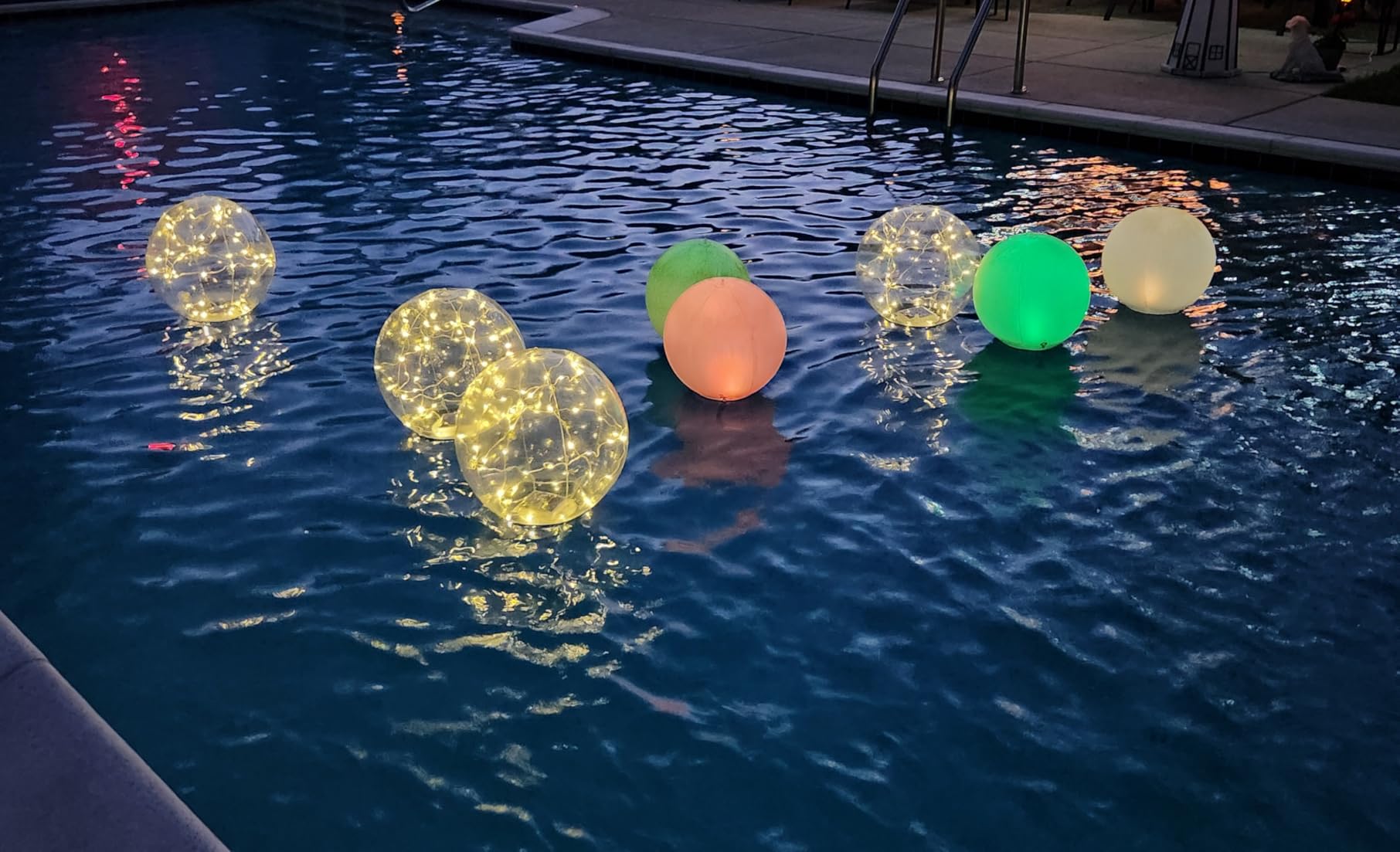 Askyli Solar Floating Pool Lights, 15-Inch Waterproof Warm White LED Pool Balls, Auto On/Off (4 Pack) customer photo 1