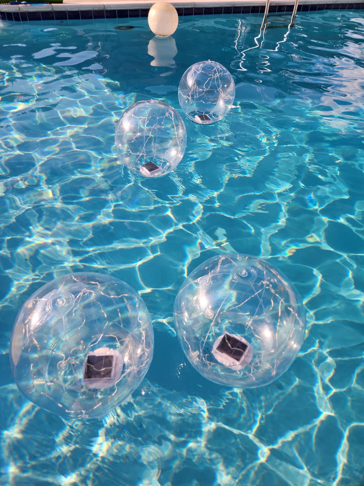 Askyli Solar Floating Pool Lights, 15-Inch Waterproof Warm White LED Pool Balls, Auto On/Off (4 Pack) customer photo 2