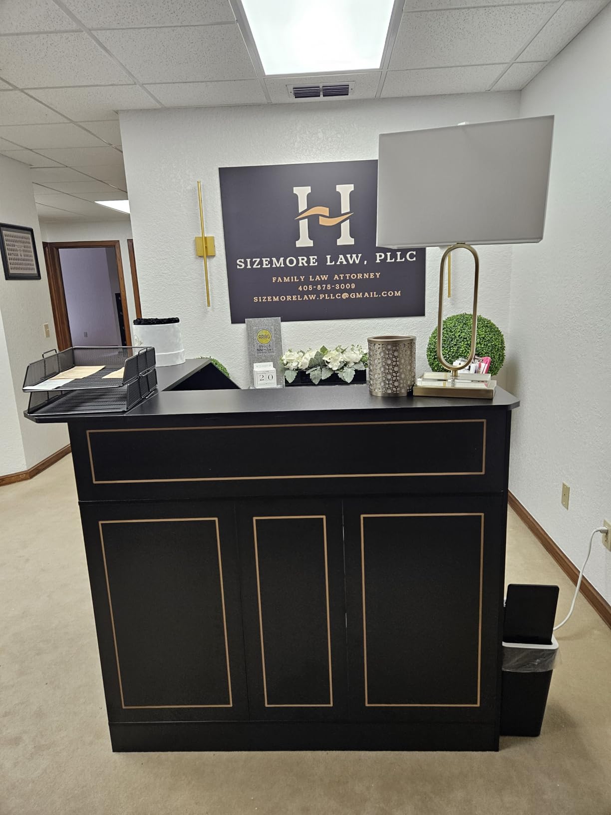Tribesigns Reception Desk with Storage Shelves, L-Shaped Modern Front Desk, Reception Counter Table for Small Office, Salon, Checkout Office, Black customer photo 1