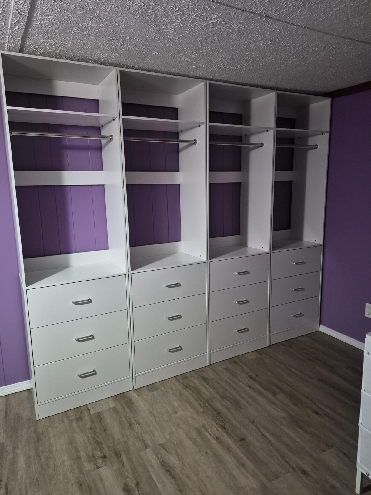 Besiost Closet System Set of 2, 4FT Closet Systems with 6 Wood Drawers, 48