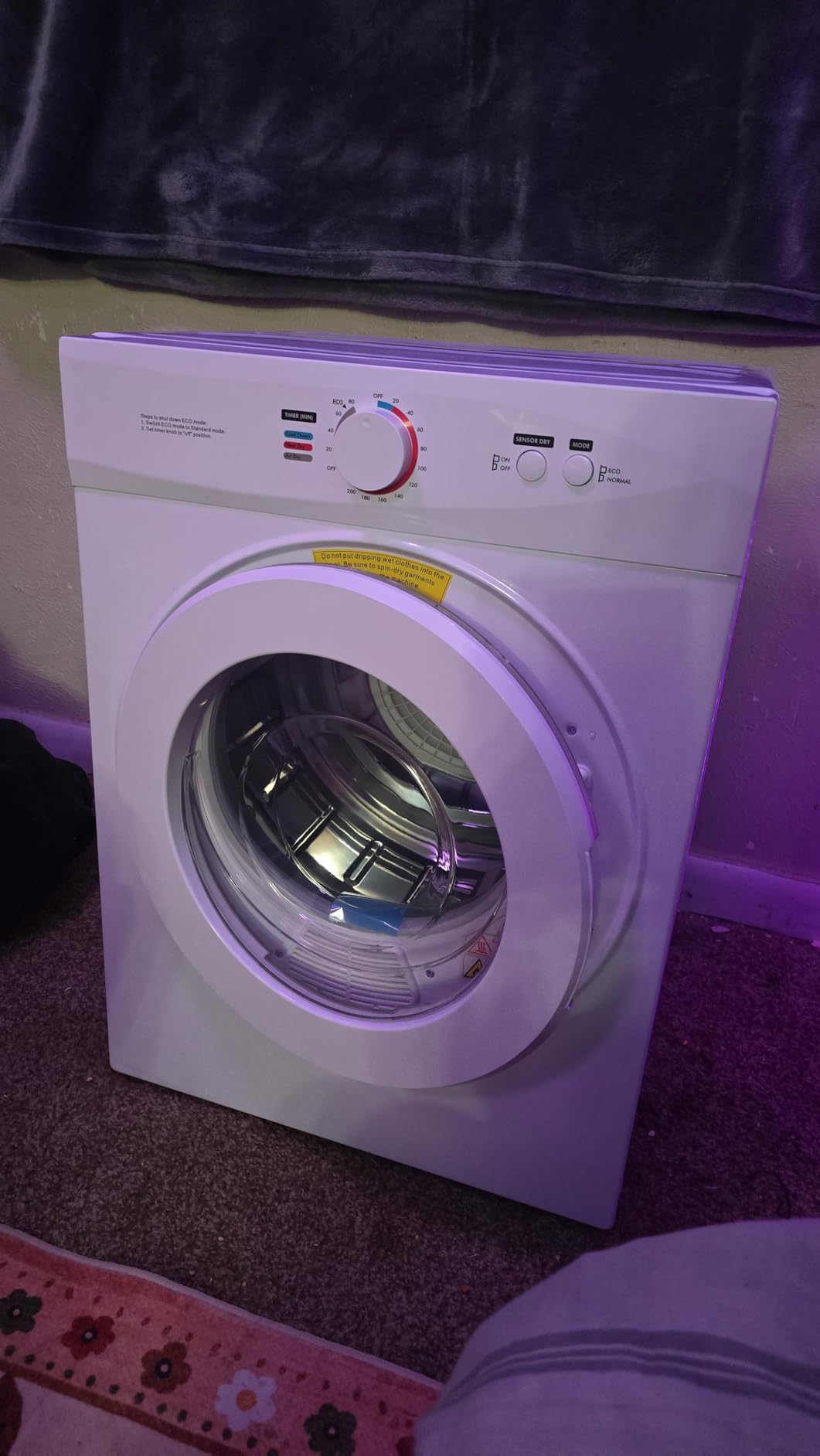 Euhomy Portable Clothes Dryer, 1.5 Cu.Ft. Portable Dryer, 850W Drying Machine with Front-Loading Stainless Steel Drum, 5 Functions, Suitable for Apartments, Dorms, RVs, Small Spaces customer photo 1