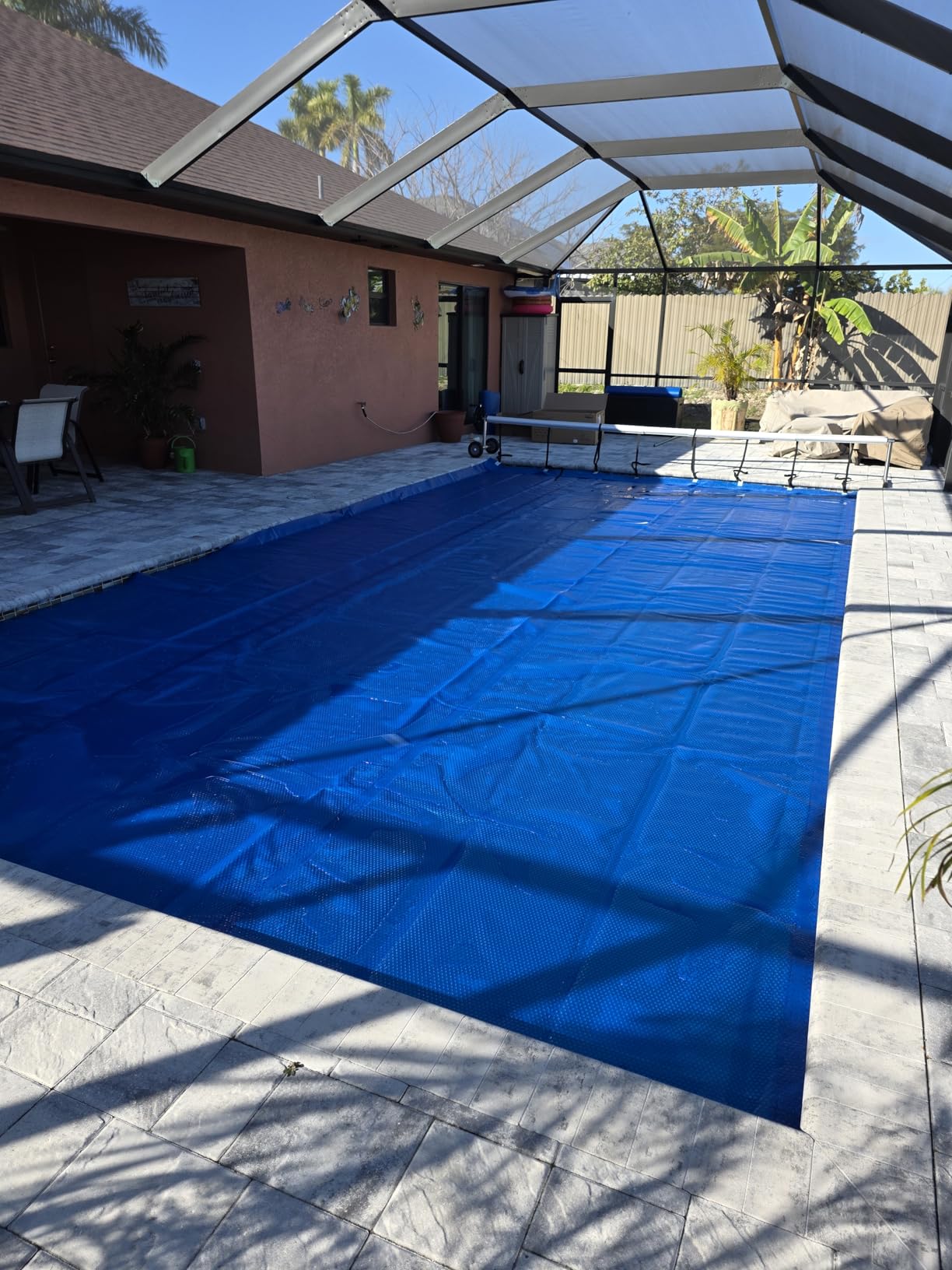Solar Pool Cover, Durable 16 mil 16 x 32 ft Pool Covers for Inground & Above Ground Pools, Solar Pool Heater, Rectangle Solar Blanket with Bubbles, Blue customer photo 1