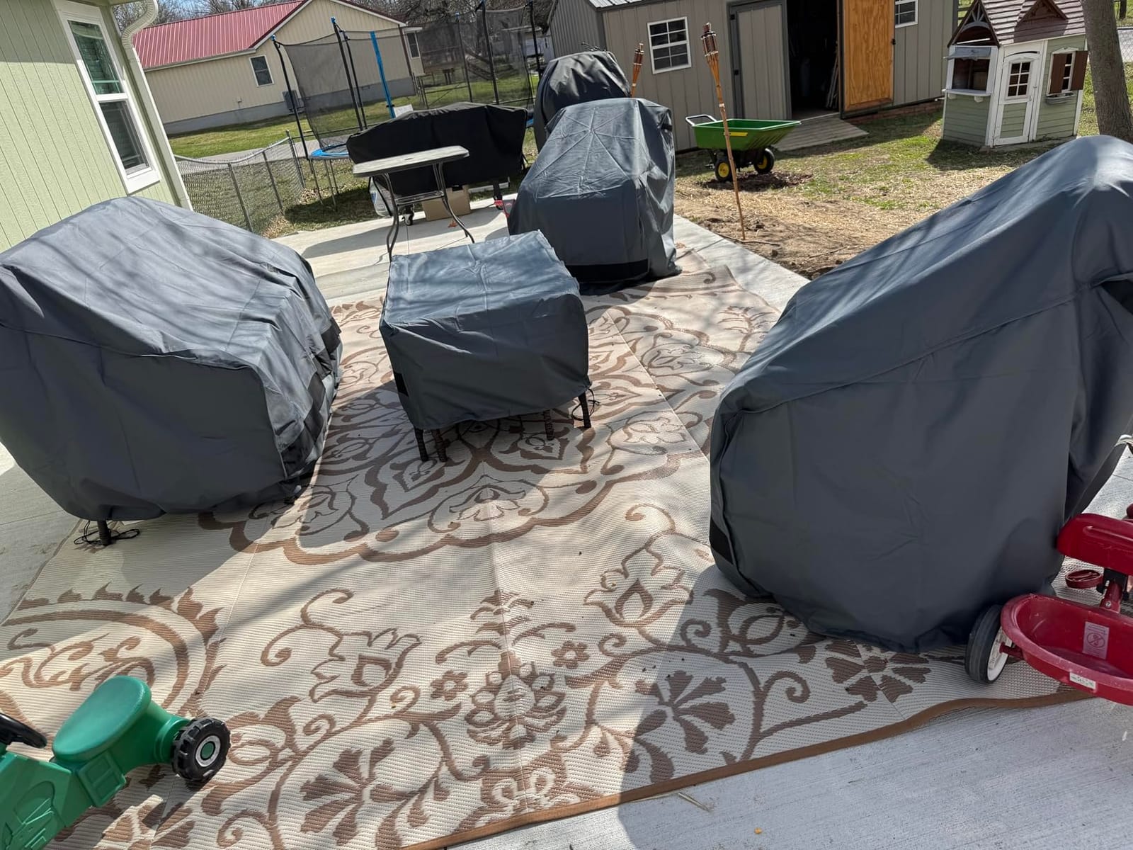 loriano Patio Furniture Cover Set Waterproof 4 Piece Beige Large | 600D Heavy Duty, Outdoor Furniture Cover, Waterproof, Lawn Patio Set Covers customer photo 2