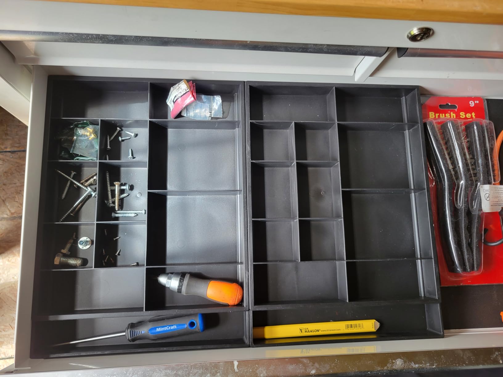 Tool Box Organizer Tray Divider Set, Expandable Large Toolbox Storage Tray Kit, Rolling Tool Chest Drawer Bins, Hardware Screwdrivers Pliers Organization, 2pcs low profile Trays customer photo 2