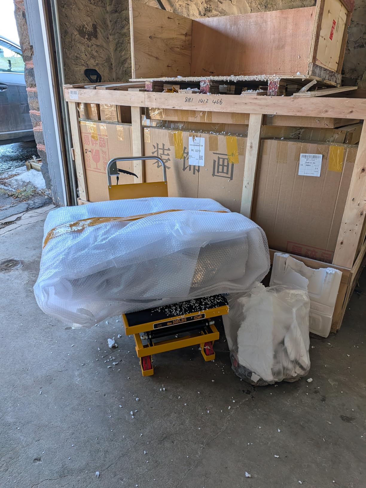 CAMMOO Hydraulic Lift Table Cart, 330 lb Double Scissor Lift, Yellow | 49.6
