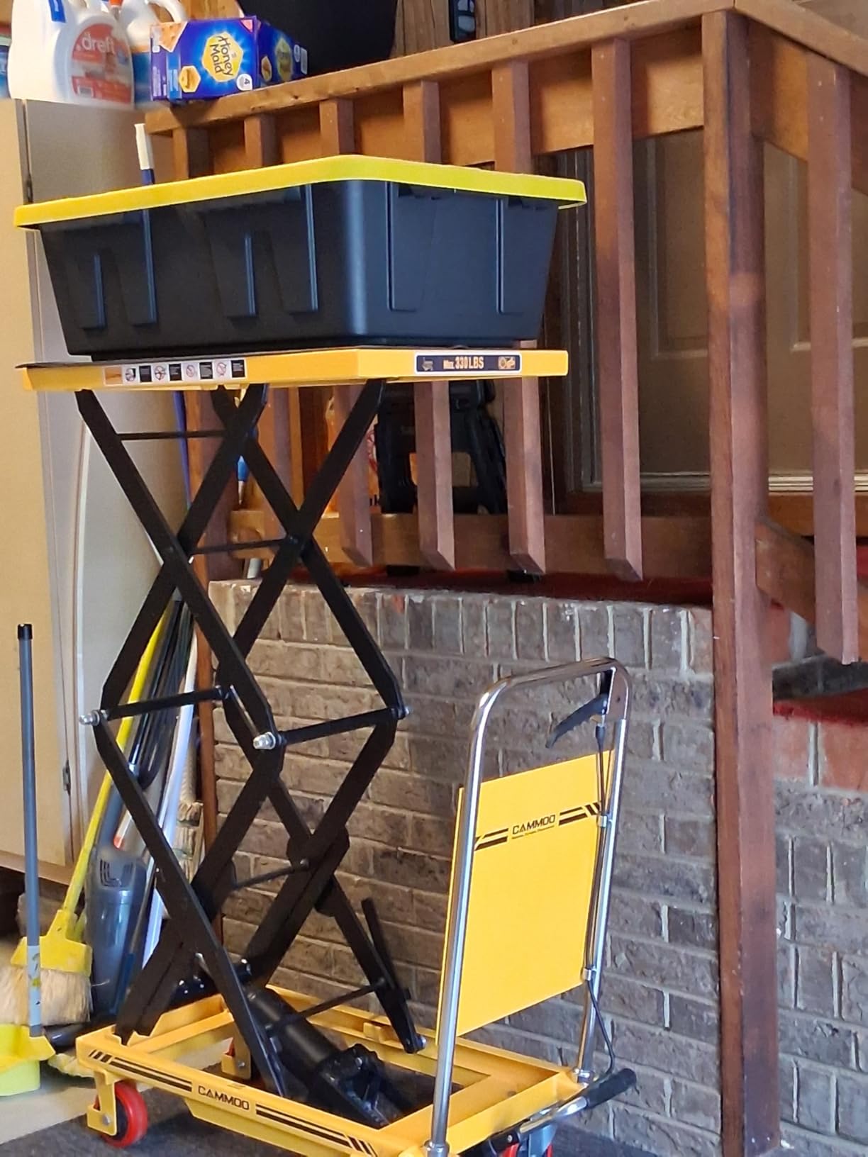 CAMMOO Hydraulic Lift Table Cart, 330 lb Double Scissor Lift, Yellow | 49.6