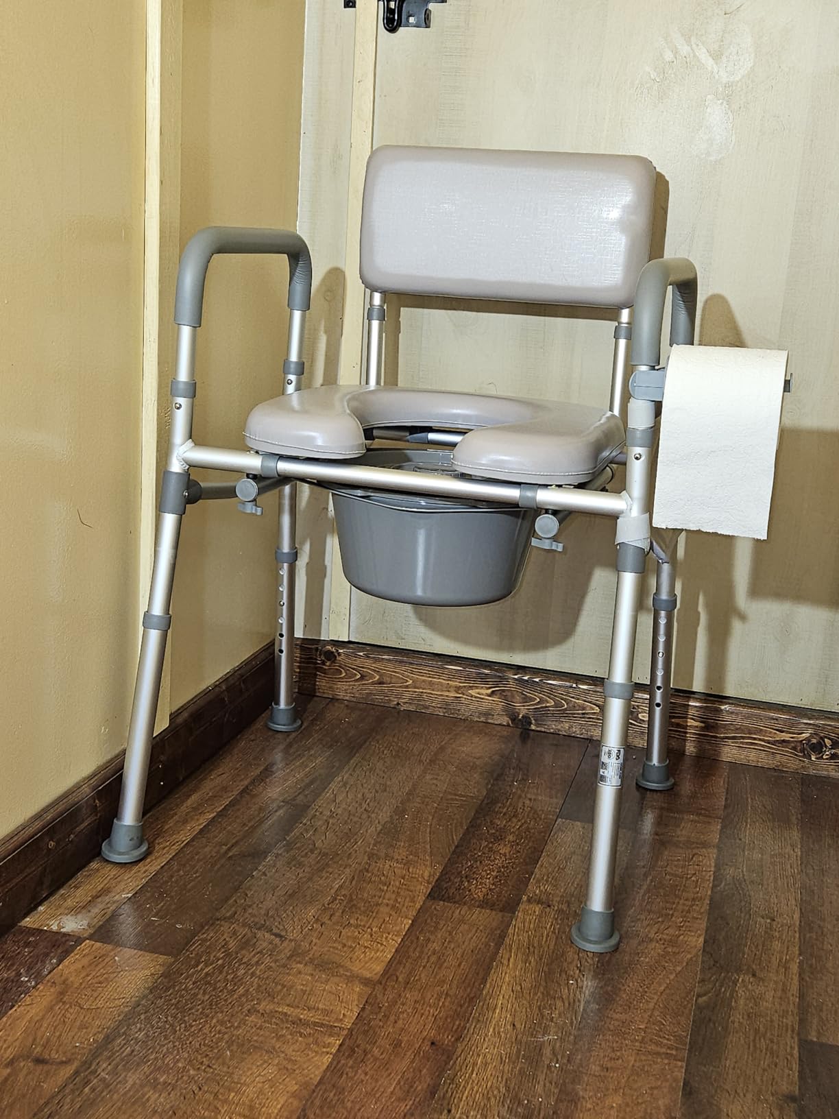 HOMLAND Bedside Commode Toilet, Padded Seat & Backrest, Enhanced Crossbar | Aluminum Potty Chair, Height Adjustable, Removable Bucket, Tool-Free Assembly, 350lb Portable Toilet for Adults & Seniors customer photo 2