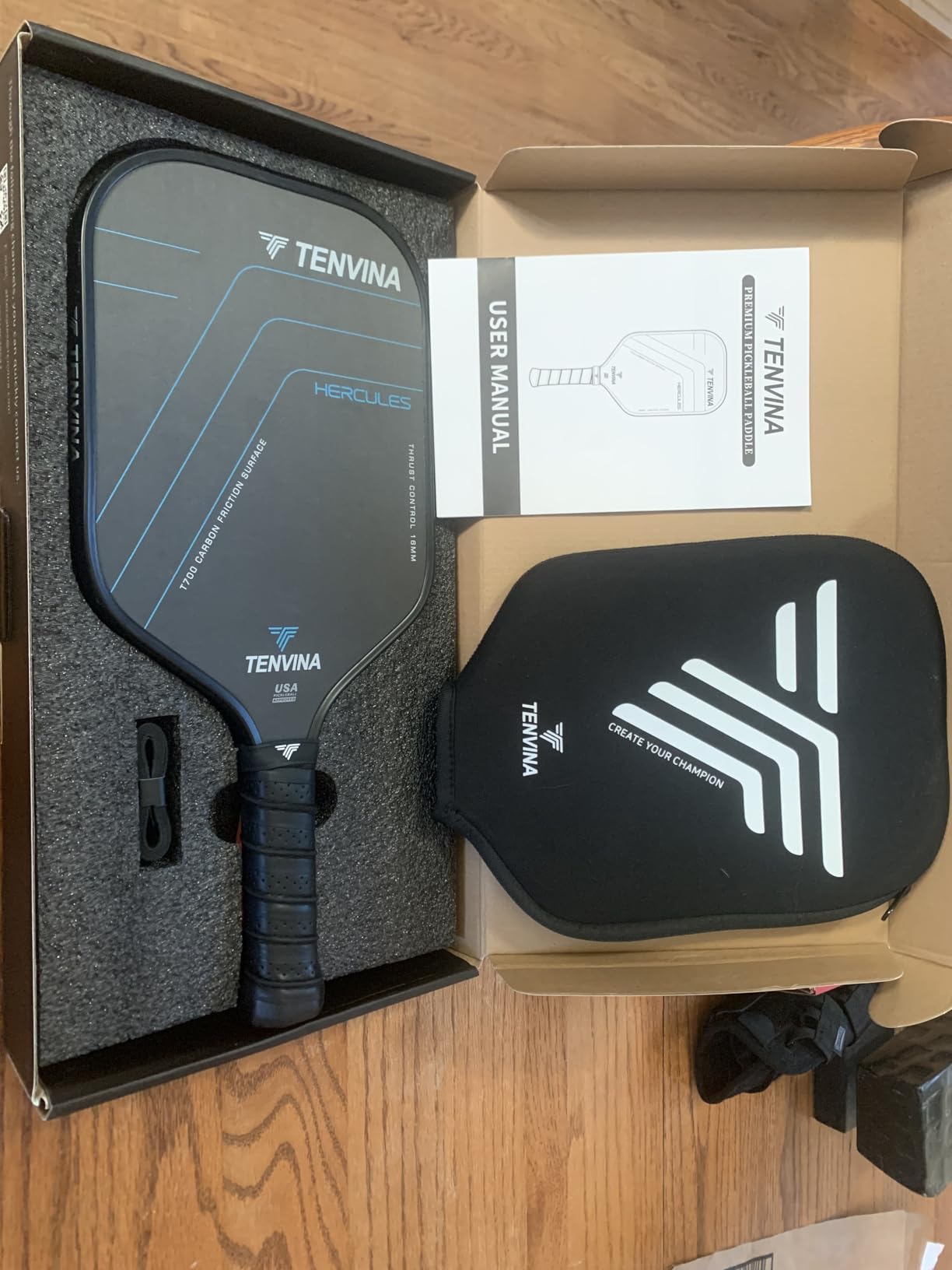 TENVINA Pickleball Paddles, Multi-Layer T700SC Textured Carbon Fiber Pickleball Paddle, Pickle Ball Paddle with Strong Spin & Power Surface, 4-Types of Shapes and Thicknesses, USAPA Approved customer photo 2
