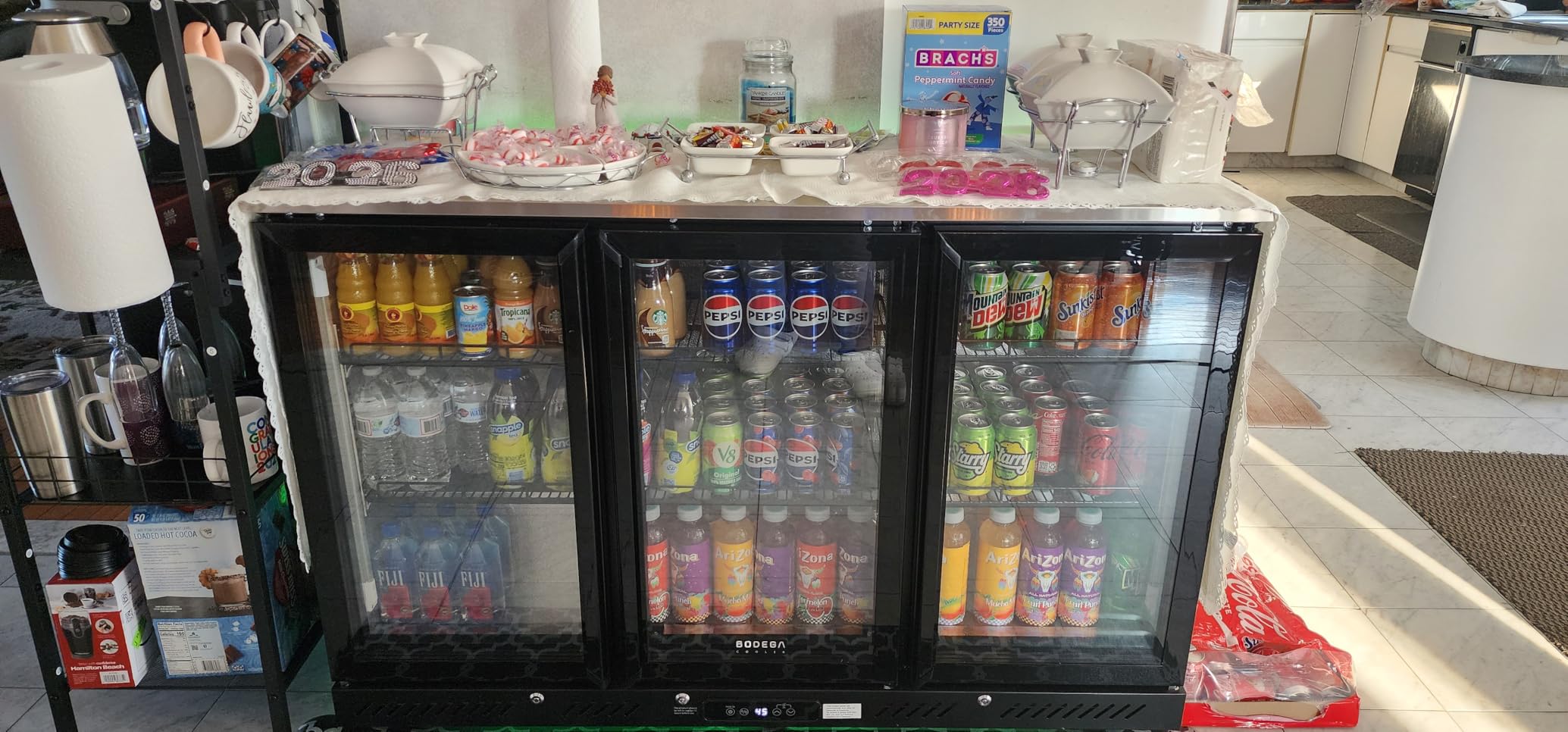 BODEGACOOLER Commercial Bar Cooler With 3 Glass Doors,12 Cu.Ft Counter Height Back Beverage Refrigerator,Display Bar Fridge with LED Lighting,Beverage Cooler for Beer Stainless Steel Top,With Casters customer photo 2
