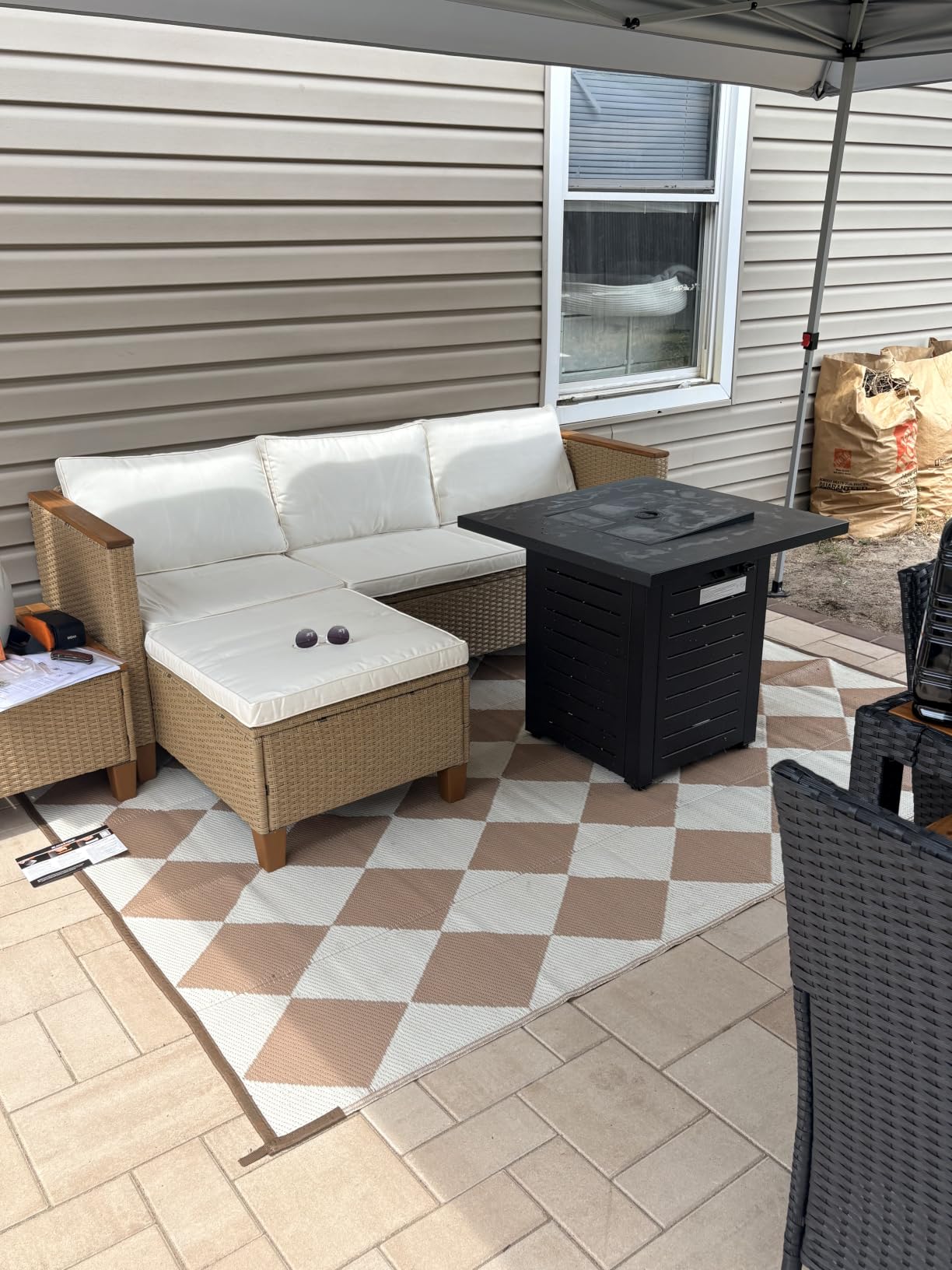 HERA'S HOUSE 3-Piece Wicker Patio Sectional Set, 4-Seat, Yellow | Coffee Table, Modular Design, All-Weather, For Garden, Backyard, Balcony customer photo 1