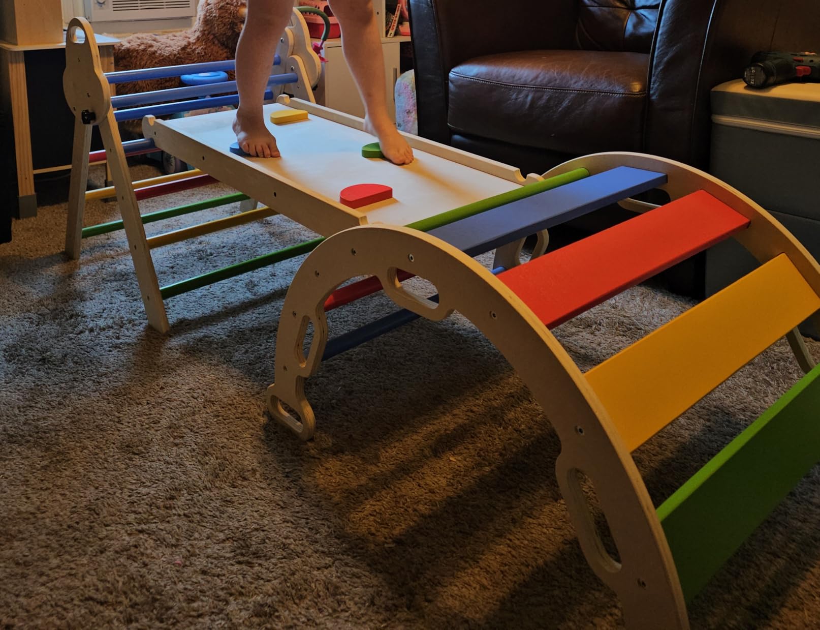 doowroodni Pikler Triangle Set 7in1 Toddler Climbing Toys Indoor Foldable Baby Climbing Toys Wooden Montessori Climbing Set with Arch, Ramp, Ladder for 1-3 Years, Jungle Gym for Kids customer photo 2