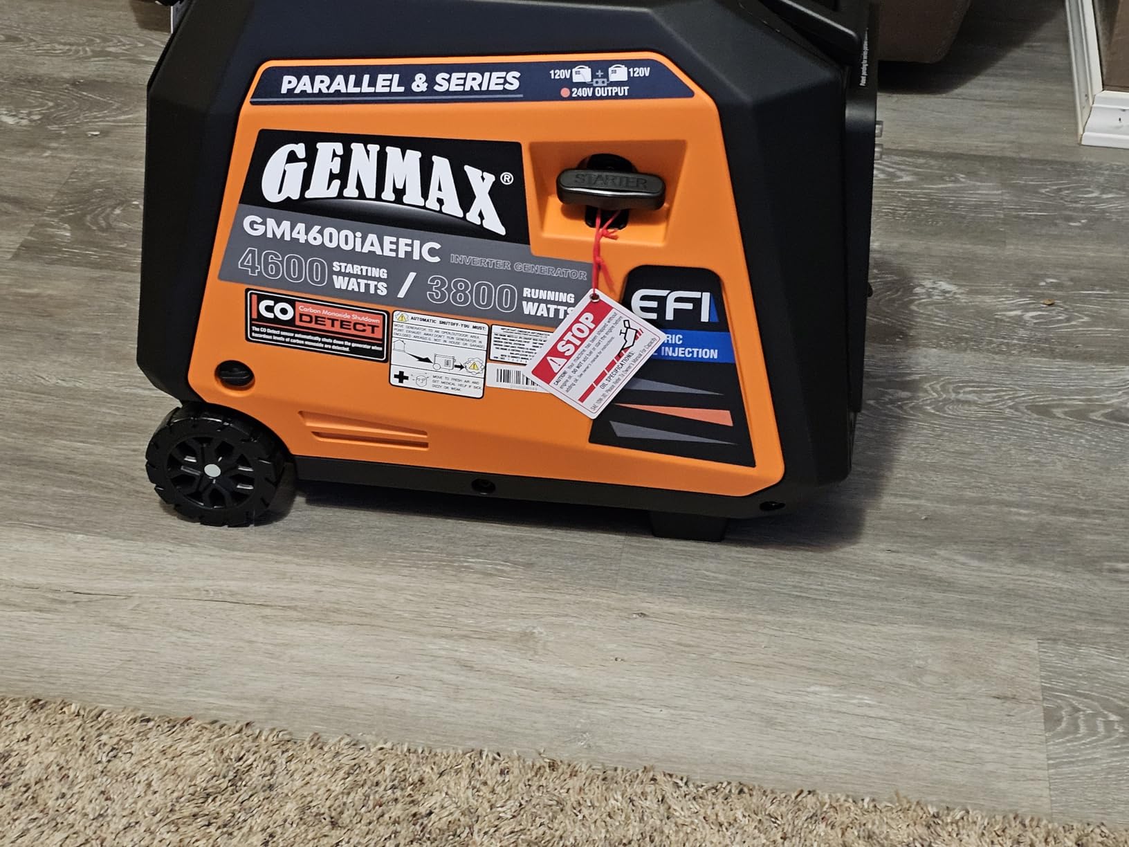 GENMAX Portable Generator, 7250W Super Quiet Dual Fuel Portable Engine with Parallel Capability, Remote/Electric Start, Ideal for Home backup power.EPA &CARB Compliant (GM7250iEDC) customer photo 1