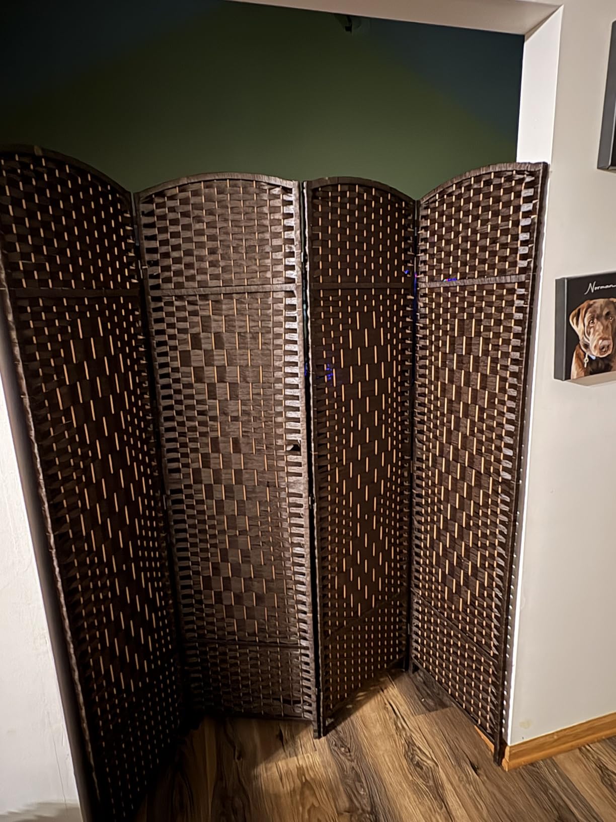 FDW Room Divider 6FT Wooden Screen Folding Privacy Screens Portable Wall Dividers for Home Office Bedroom, Dark Brown customer photo 1