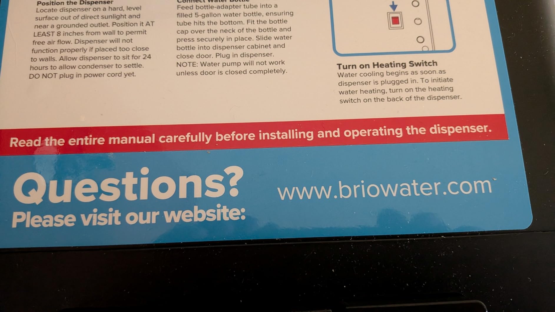 Brio 130 Series Bottom Load Water Cooler Dispenser for 5 Gallon Bottles, Hot, Room & Cold, Great for Home or Office, Child Safety Lock, Empty Bottle Alert, Energy Star 3.0, Black customer photo 2