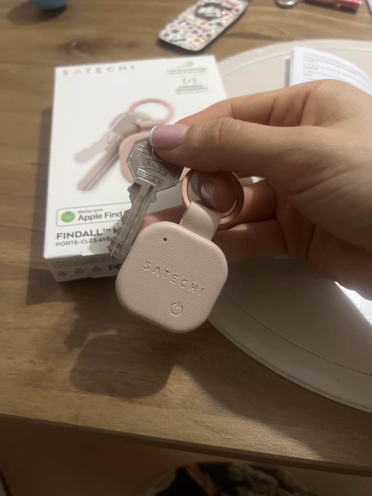 Satechi FindAll Keychain, Find My Compatible, for iPhone, iPad, Mac, Sand | Bluetooth Tracker, Wireless rechargeable, location tracking, left-behind alerts, loud audible chime, for iPhone, iPad, Mac customer photo 2