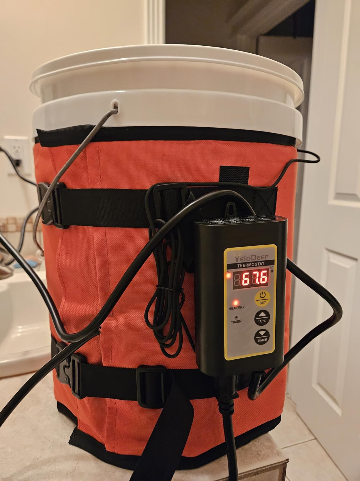 Upgraded 5 Gallon Honey Warmer Bucket Heater with Thermostat, 200W | Digital Display Timers Temperature Controller, 41-158°F Range, Pail Heater with Gate Valve Cutout for Viscosity Control customer photo 2