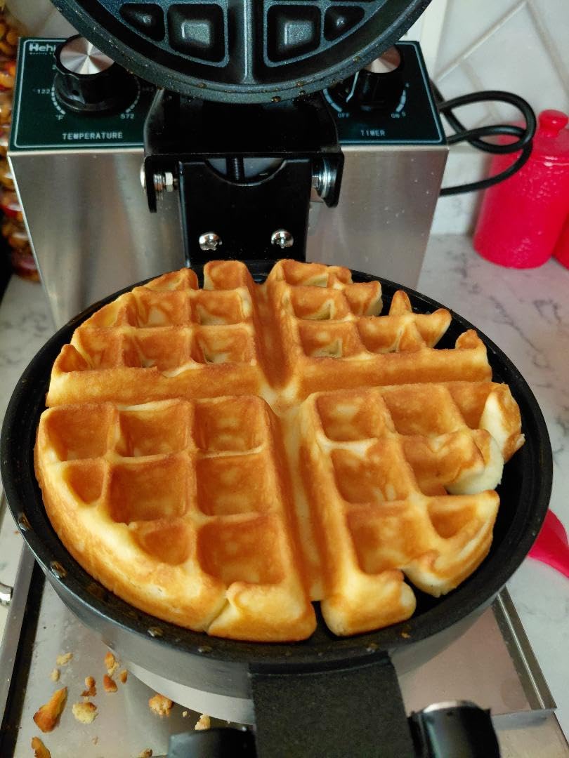 Hehinton 110V 1300W Commercial Belgian Liege Waffle Maker, Rotatable Croffle Machine with 122-572°F Temp Control, 0-5min Timer, 7in X 1.2in Thick Non-Stick Waffle Maker customer photo 1