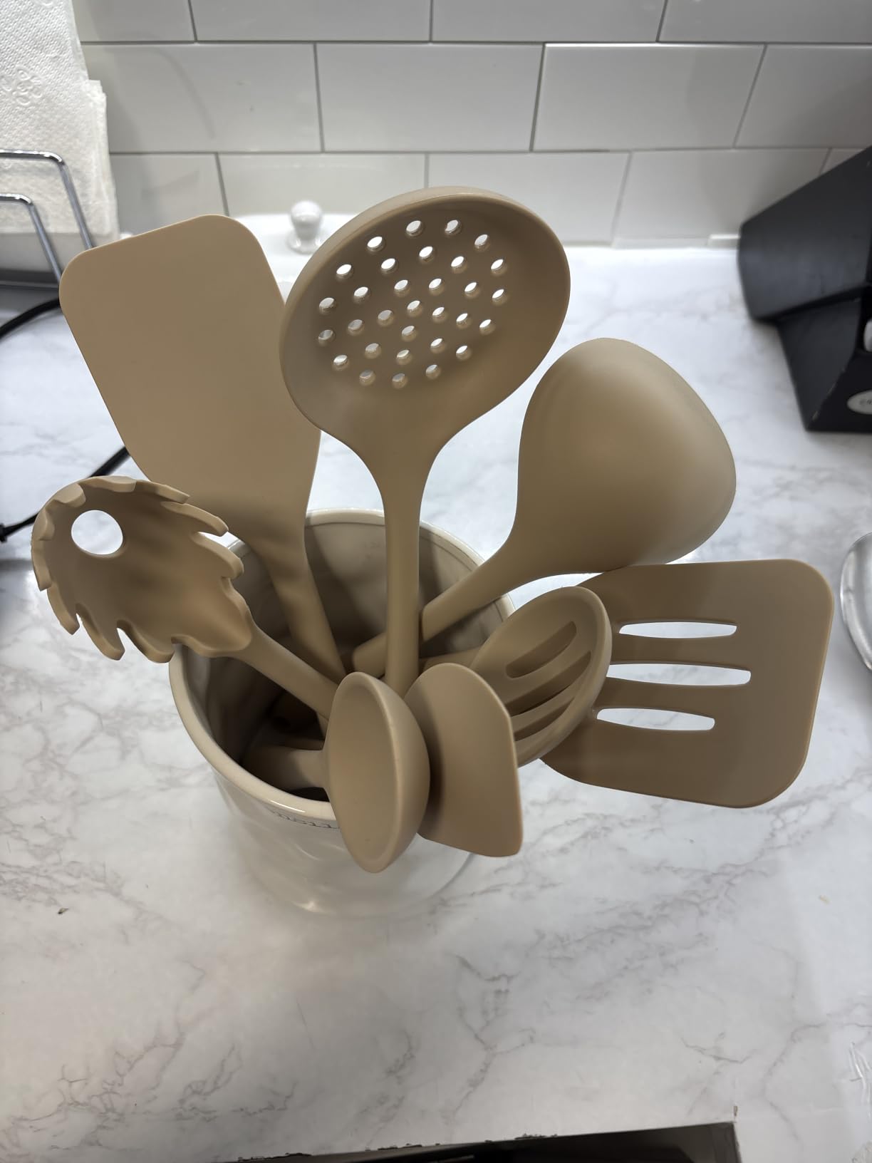 NonToxic Platinum Silicone Utensils, 100% Plastic-Free, 8-Pcs, Beige | LFGB-certified platinum silicone. Solid steel core, no hidden plastics. 500°F heat resistant. Non-scratch. Dishwasher safe customer photo 2