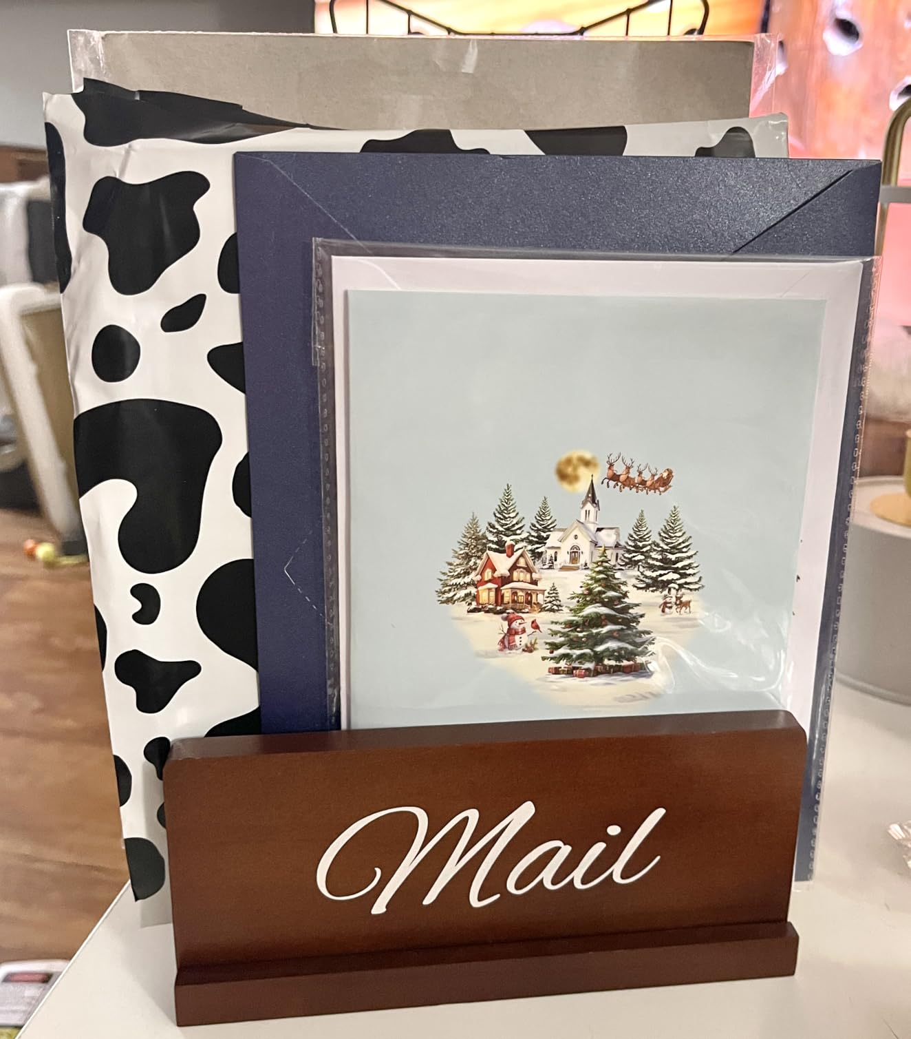 Mail Organizer for Desk, Wooden Mail Holder with Divider, 3-Slot | Sorter File Holder & Vertical Bill Organizer for Desktop, Perfect for Documents/Notebook/Filing/Folders/Paper customer photo 1