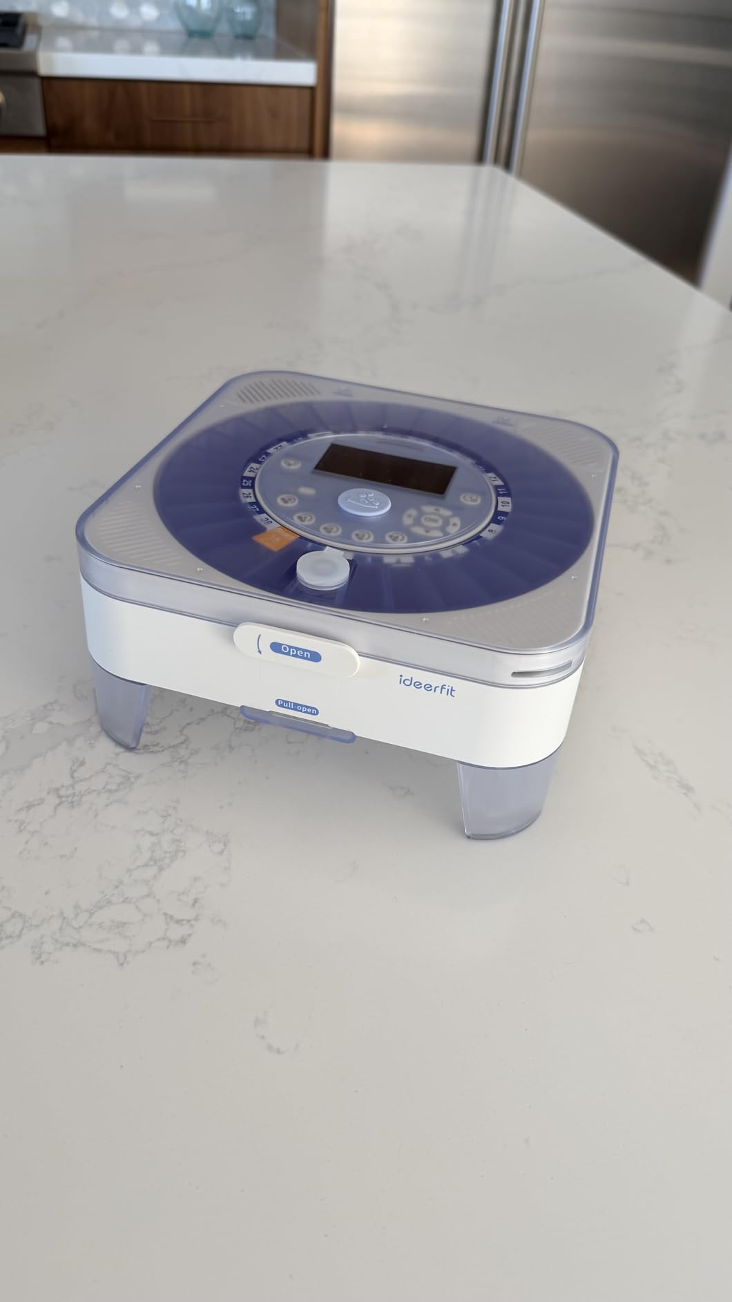 28-Day(1X) Automatic Pill Dispenser - One-Press Daily Dispense (No APP), Easy-to-Use Slide-Door Cup, Sound & Light Alerts, Moisture-Proof Dual Desiccants, Large Compartments for Tablets & Capsules customer photo 1