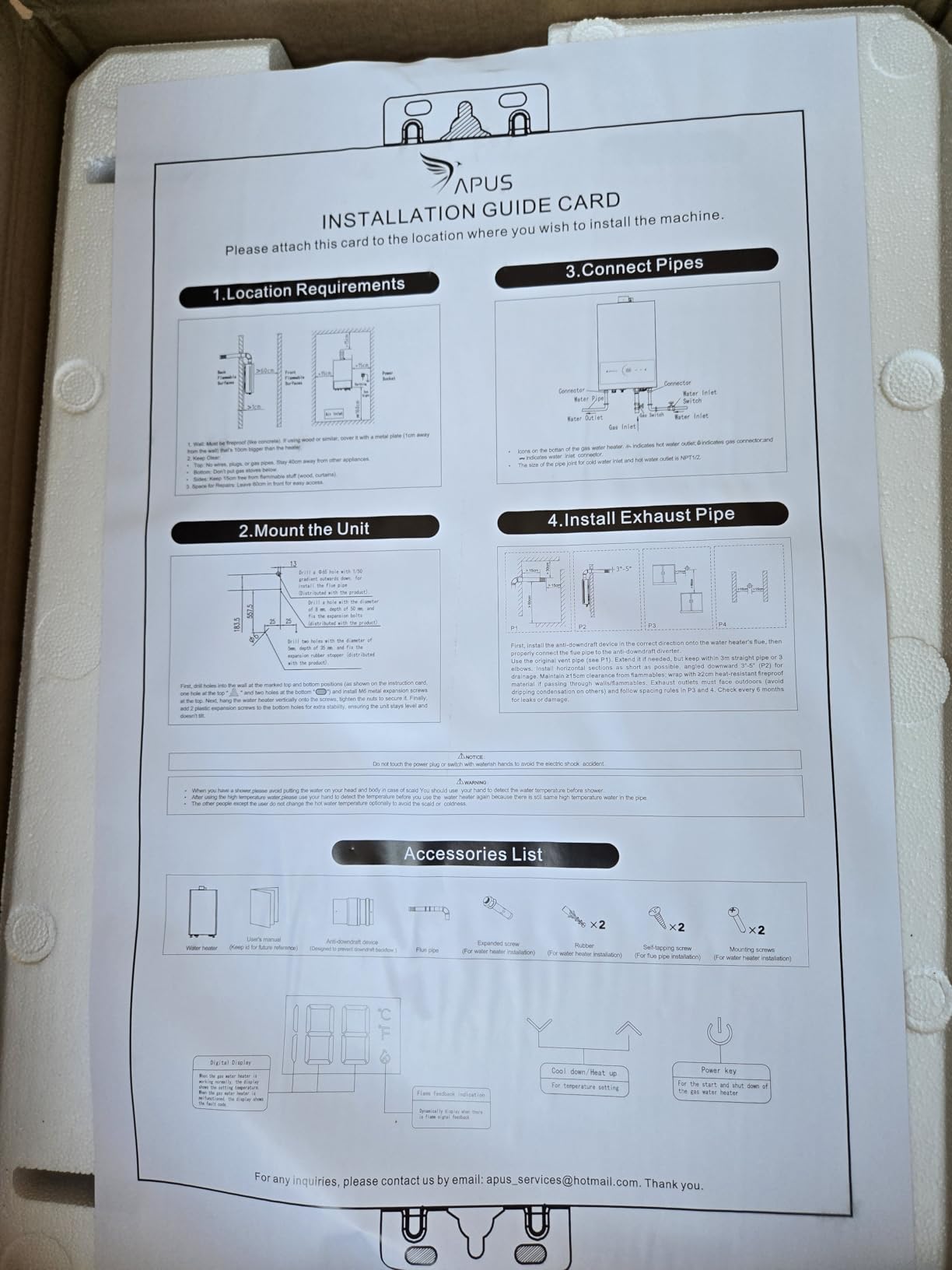APUS Tankless Water Heater Propane Gas, Up to 4.42 GPM, Indoor Hot Water Heater, 95,000 BTU on Demand Instant Hot Water Heaters with Smart Digital Display, Space Gray customer photo 2