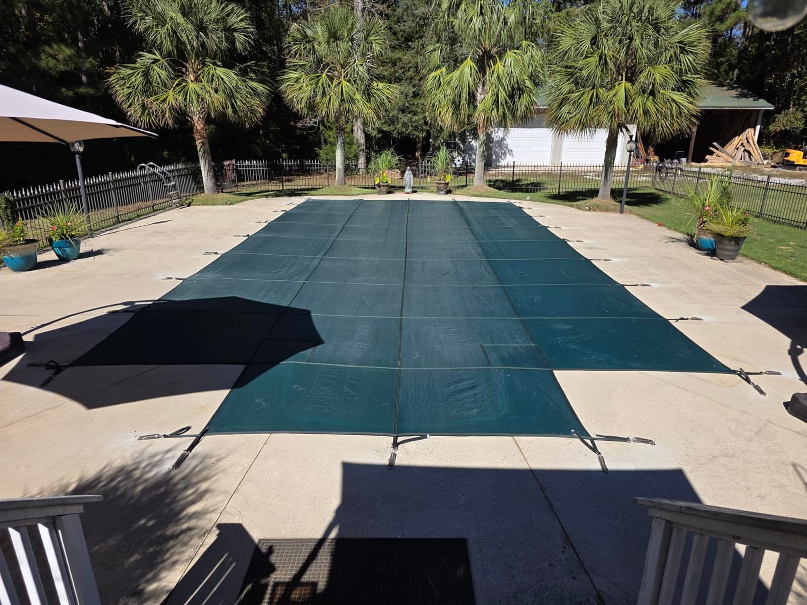 Pool Safety Cover for Inground Pools, Heavy-Duty Winter Pool Cover, Rectangle Mesh/Solid Swimming Pool Covers, Triple Stitched for High Strength & UV Protection, Green customer photo 1