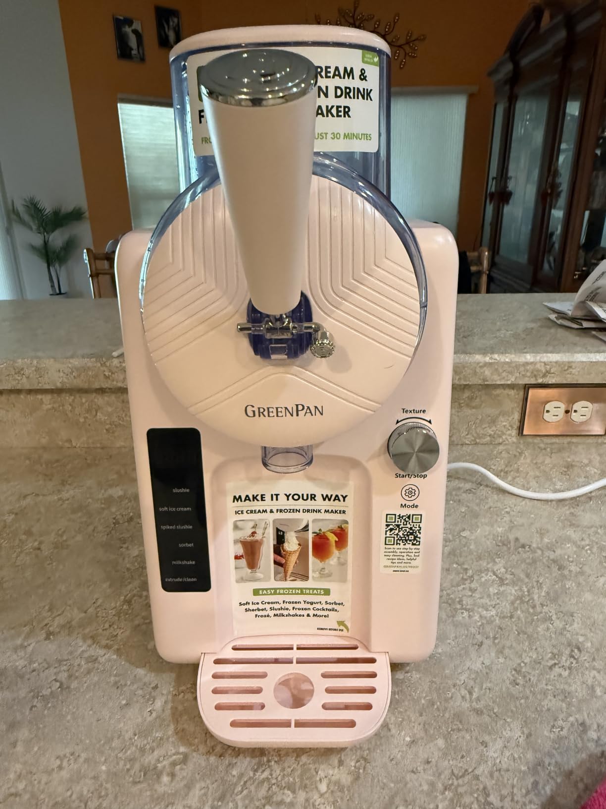 GreenPan Frost Ice Cream Maker & Slushie Machine, Soft Serve, Sorbet, Margaritas, Milkshakes, Frozen Yogurt, No Pre-Freezing, Ready in 15 Mins, 6 Modes, 7 Textures, Self-Cleaning, Family Size, Gray customer photo 2