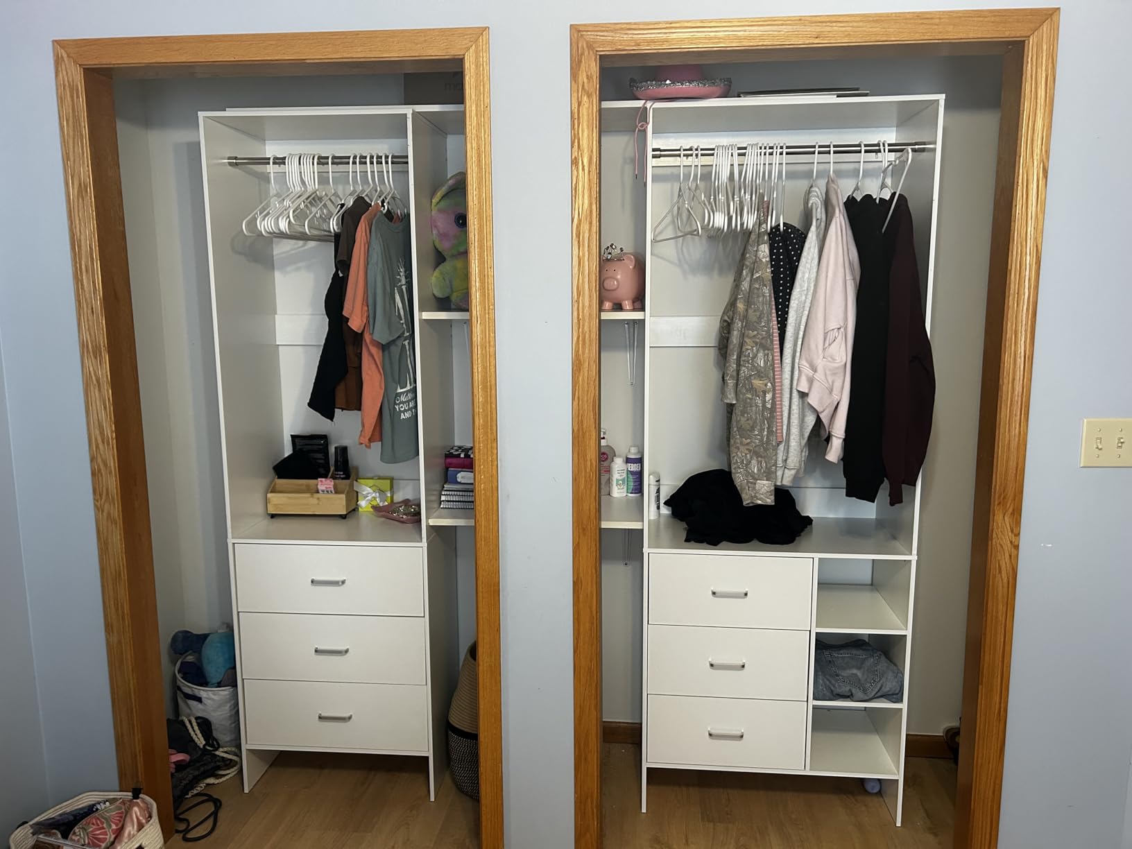 Aheaplus Closet System with 6 Drawers, 4.5ft, Set of 2, White | Wood Closet Organizer System, Walk-in Closet or Small Closets Wardrobe, Clothes Rack with Hanging Rods, Set of 2 customer photo 2