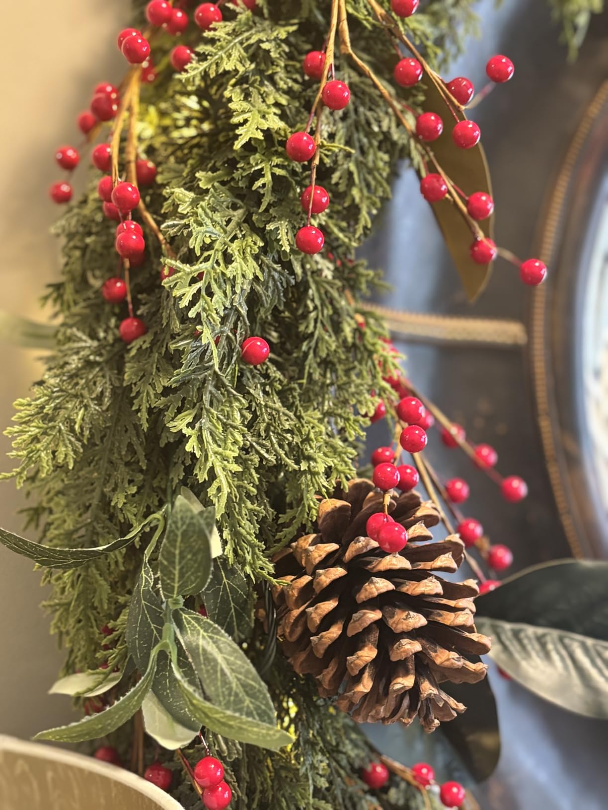 6FT 2Pcs Lifelike Touch Artificial Christmas Cedar Garland for Mantle Decor | Realistic Christmas Pine Needles, Faux Greenery Garland, for Indoor Holiday Window Fireplace Table Railing Home Outdoor Decor customer photo 2