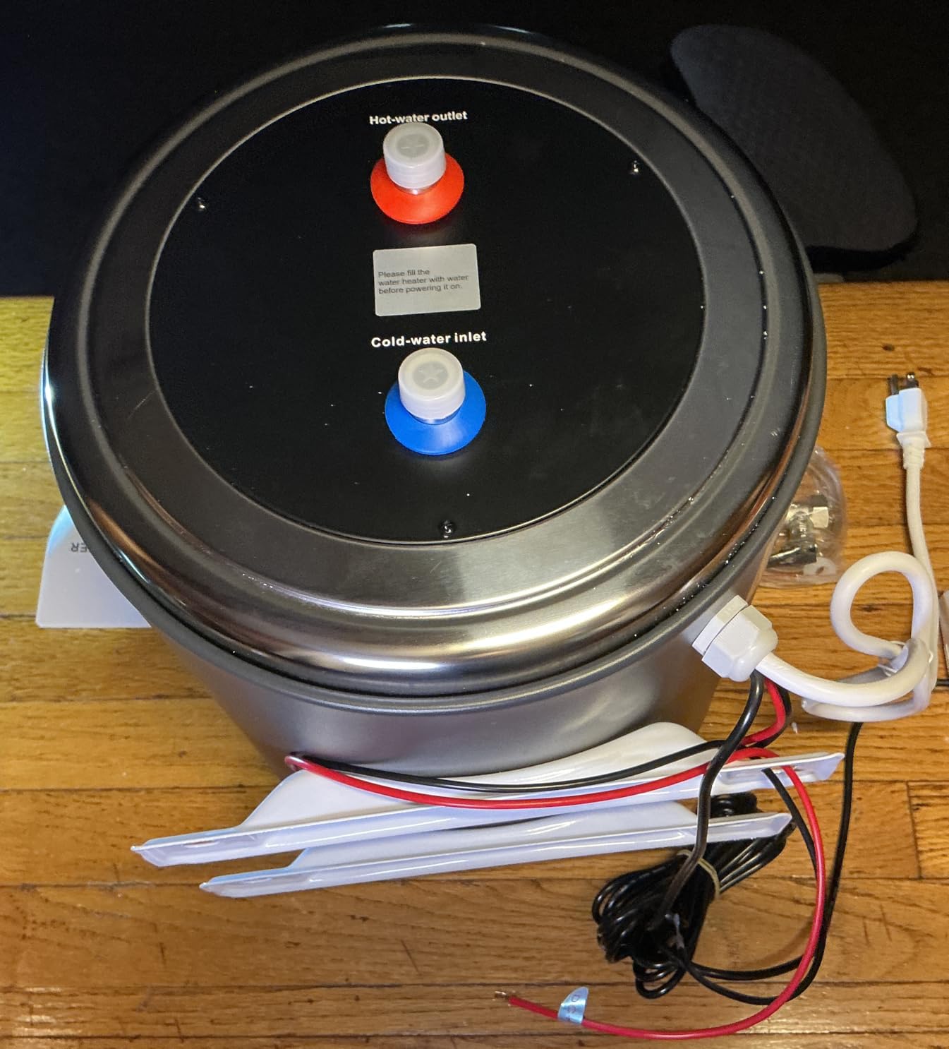 Dual Power Water Heater, 12V DC 200W/120V AC 1500W, 10L, for Caravan Camping US Plug 120V RV Tank Water Heater, Instant for RV, for Camper with Double Power Supply & Remote Controller CSA approved customer photo 2