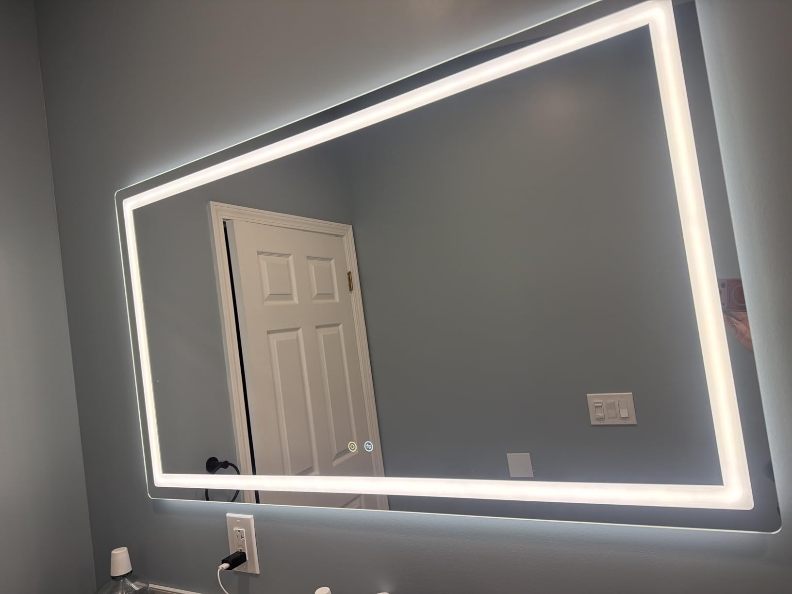 Delma 30x50 LED Bathroom Vanity Mirror with Lights, Anti-Fog, Dimmable | Front & Backlit with 3 Color Modes and Memory, 5mm Shatterproof Glass, Plug-in or Hardwired, Horizontal or Vertical customer photo 1