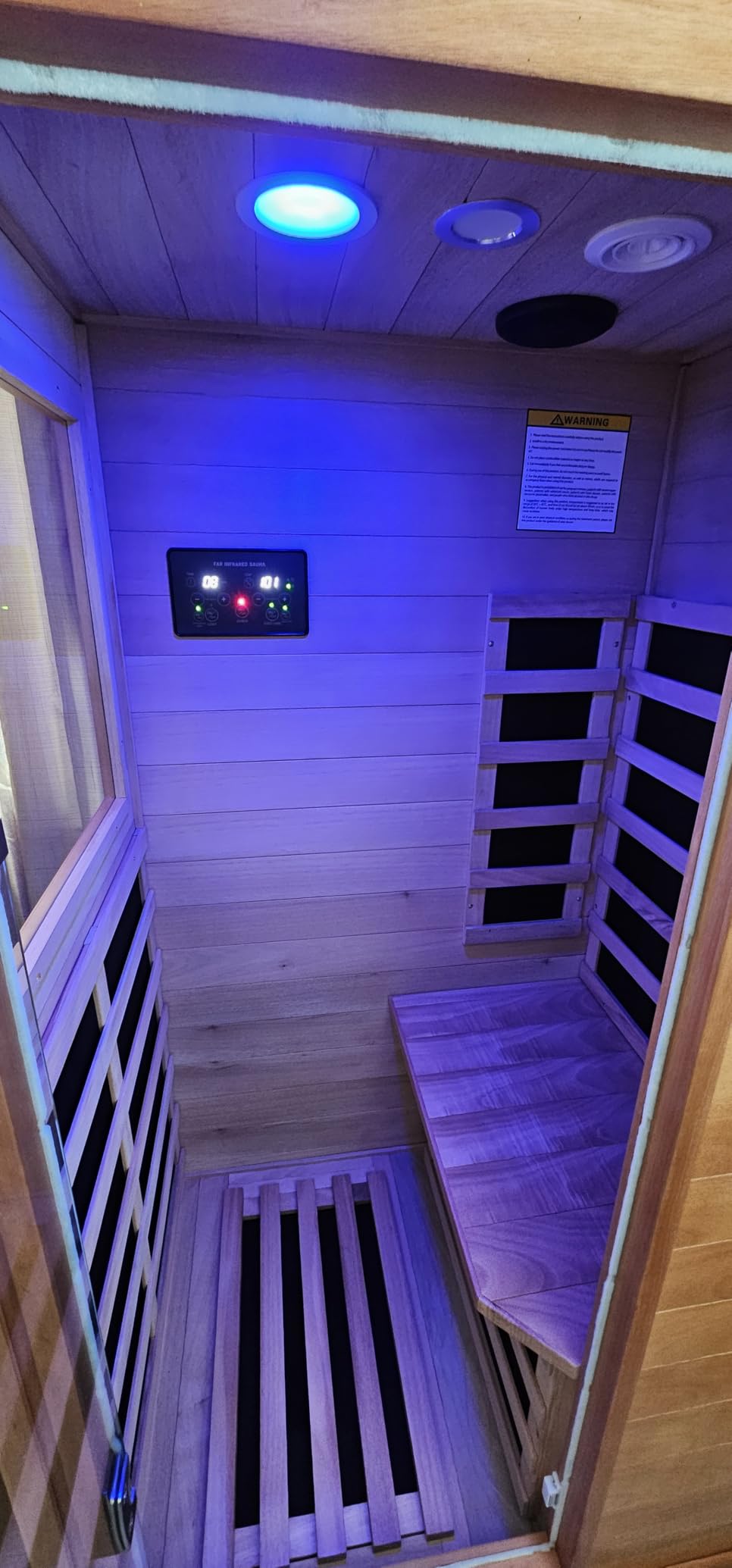 OUTEXER Outdoor Traditional Sauna 4-5 Person Wooden Saunas, 6'x6' Steam Wet Finnish Carbonized Spruce Wood Sauna 240V with 4.5KW Heater,Sauna Stone,Water Bucket,Ladle,LED Lights customer photo 2