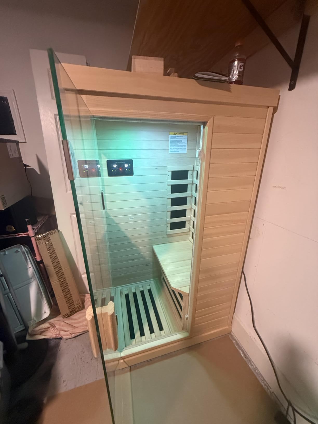 OUTEXER Outdoor 4 Person Sauna Far Infrared Saunas Dry Sauna Room Red Cedar and Canadian Abies Balsamea Wood Wooden Sauna Spa 2600W 240V with 7 Color Light 62.2 * 46.8 * 81.9 inches customer photo 1