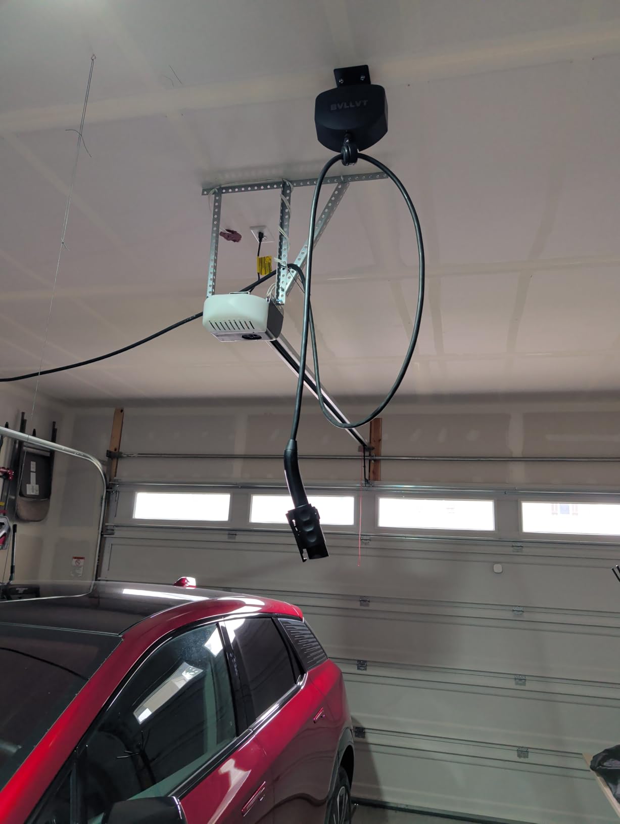 EV Charger Cable Retractor - 11.5ft Ceiling Mounted Automatic Retractable Cable Organizer for Electric Vehicle Charging, Universal Fits 95% of EV Charging Cables customer photo 1
