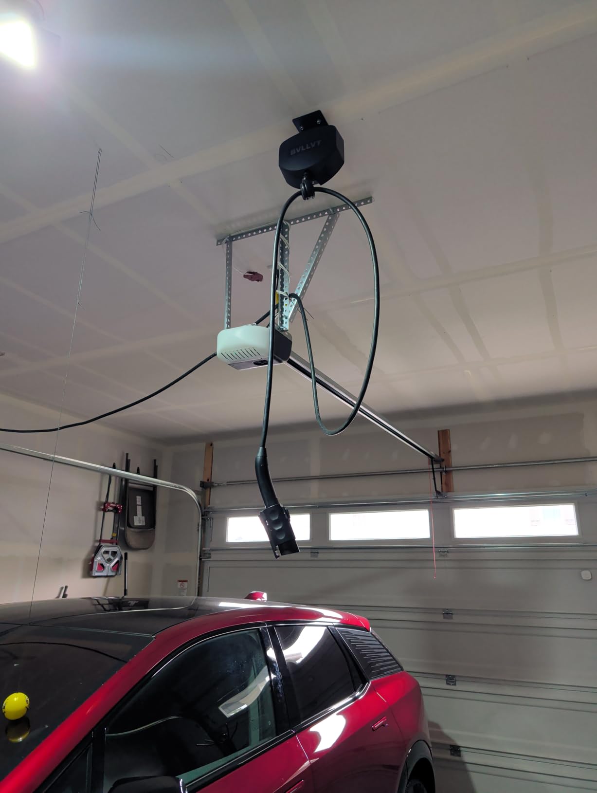 EV Charger Cable Retractor - 11.5ft Ceiling Mounted Automatic Retractable Cable Organizer for Electric Vehicle Charging, Universal Fits 95% of EV Charging Cables customer photo 2