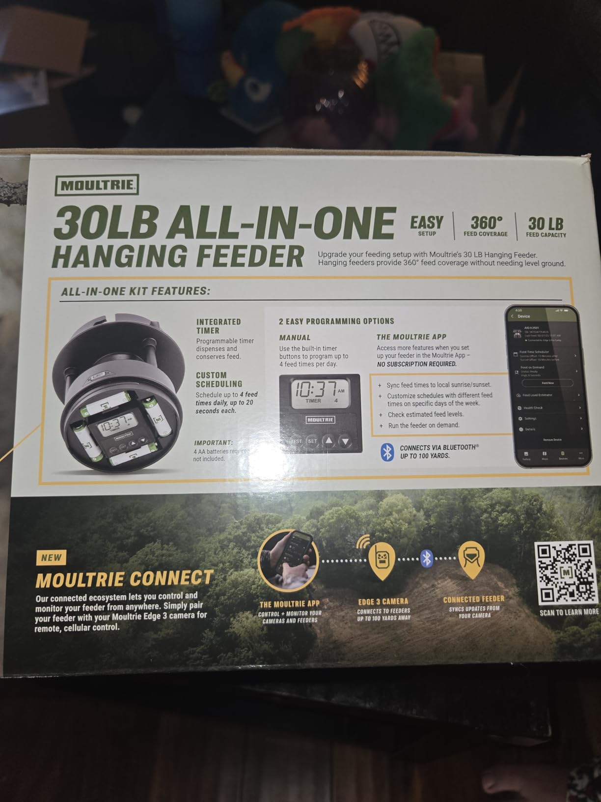 Moultrie All-in-One Hanging Deer Feeder - 30 Lb, Bluetooth App Control, collapsible design, easy setup, adjustable feed times, weatherproof hopper customer photo 1