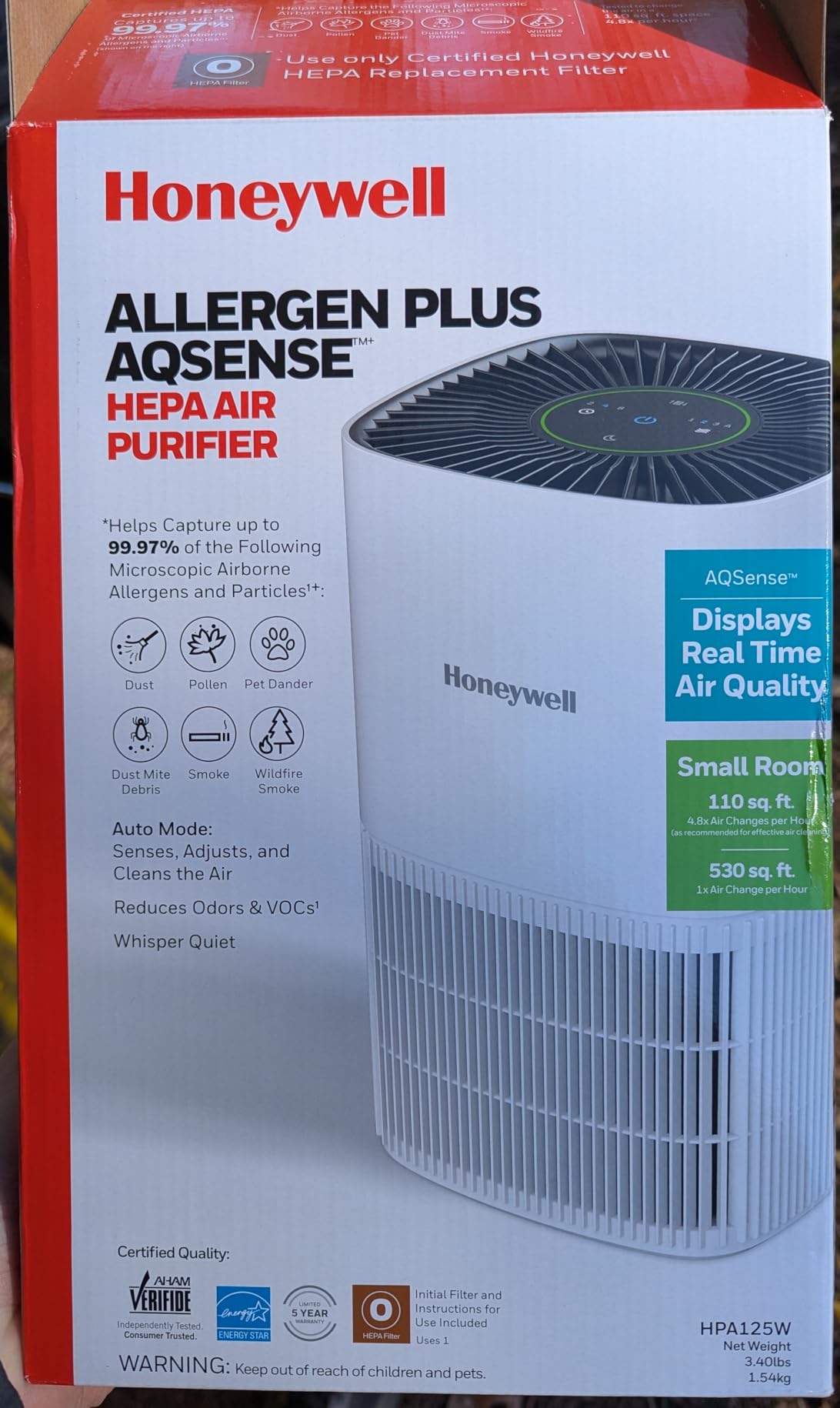 Allergen Plus Compact HEPA Small Room Air Purifiers, White | Honeywell air purifiers for home, Up to 530 ft², Quiet HEPA air purifiers for bedroom, 3-in-1 filter, HPA125W customer photo 2