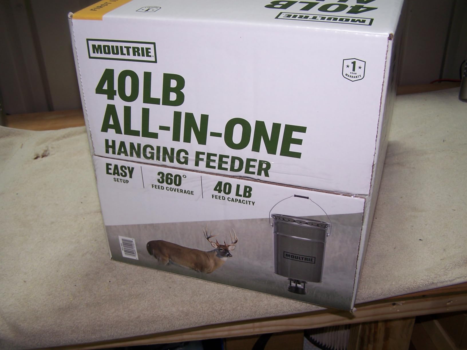 Moultrie 40 Lb All-in-One Hanging Deer Feeder - Metal Hopper, Locking Lid, Bluetooth App Control, Pairs with Edge 3, MFG-15101 customer photo 1