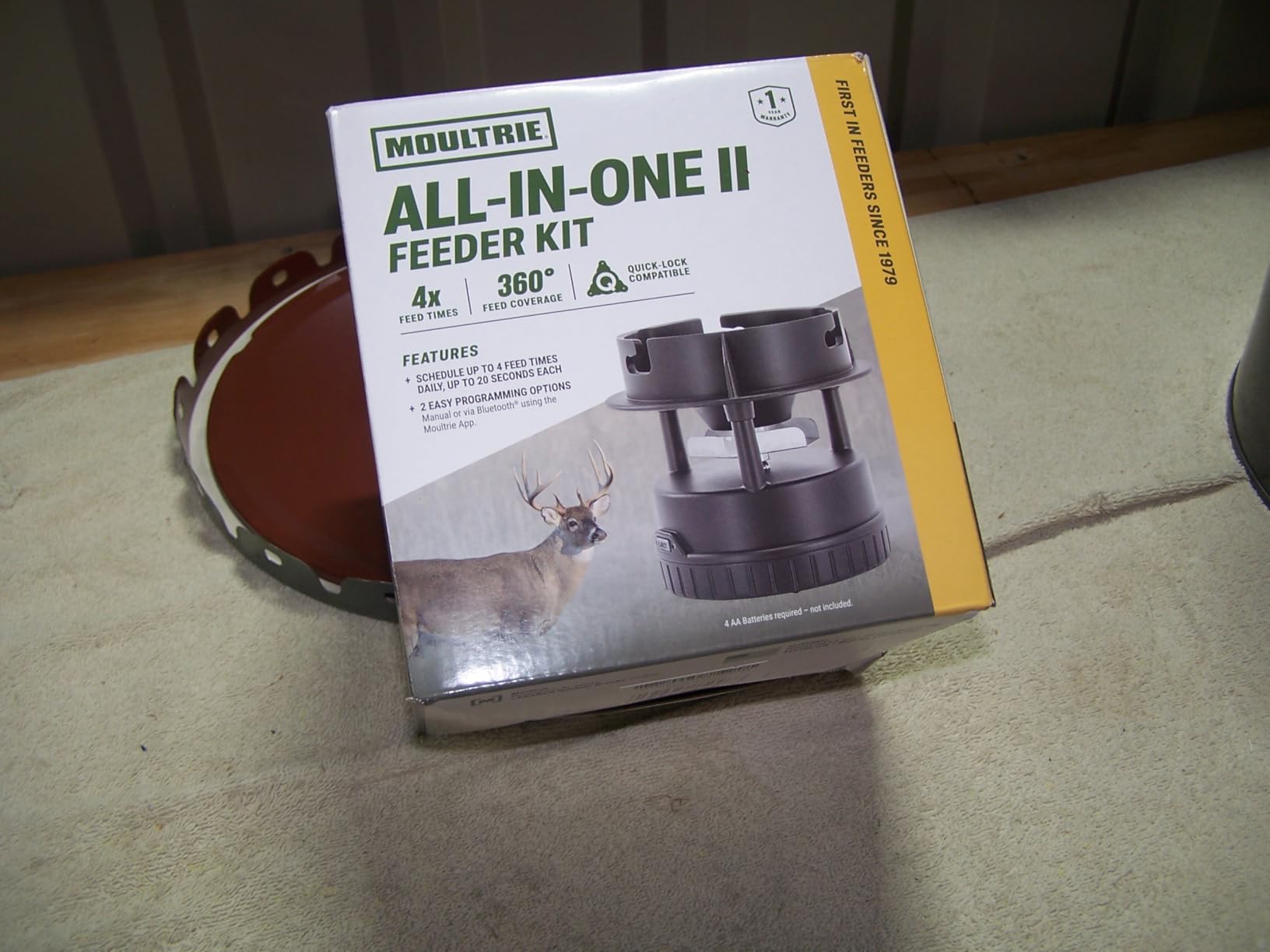 Moultrie 40 Lb All-in-One Hanging Deer Feeder - Metal Hopper, Locking Lid, Bluetooth App Control, Pairs with Edge 3, MFG-15101 customer photo 2