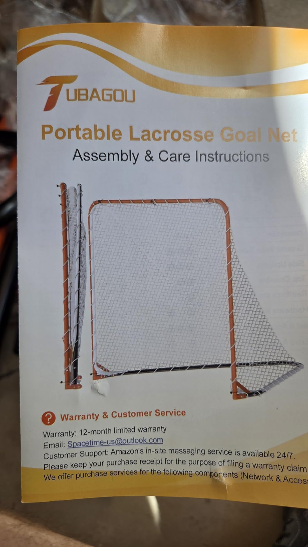 Folding Lacrosse Goal Net (6'x 6'x7'), 4mm UV Treated Black/White | Portable Lacrosse Nets for Backyard, Official Size Pro 4mm UV Treated Black and White Training Net, Personal/Team Practice customer photo 1