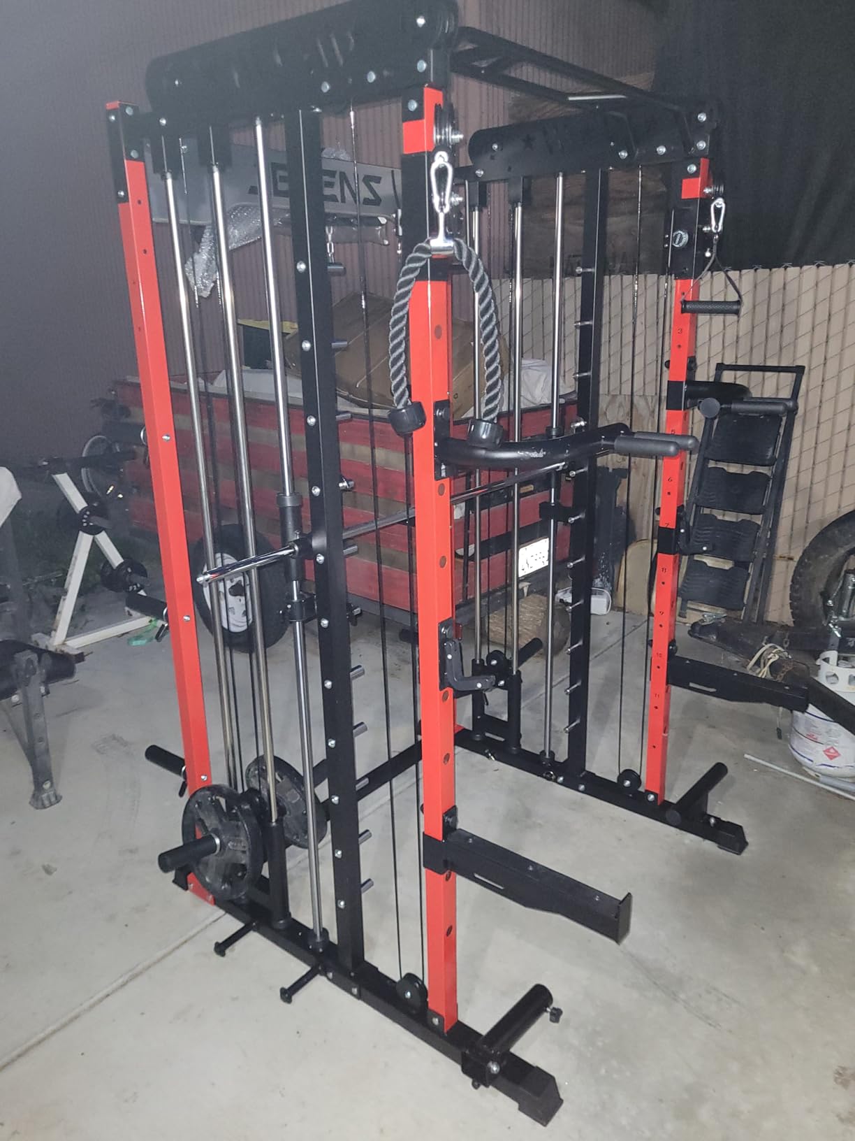 Smith Machine for Home Gym, Multi-Function M12 Power Cage with Cable Crossover System, Squat Rack with Smith Bar and More Attachment customer photo 1