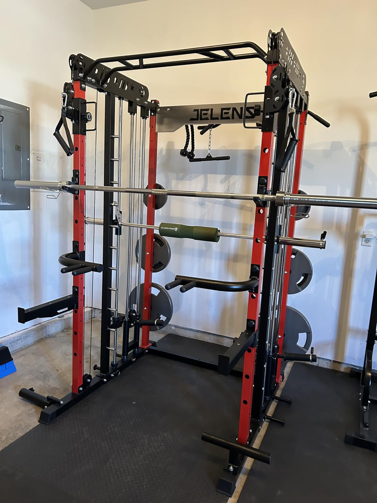 Smith Machine for Home Gym, Multi-Function M12 Power Cage with Cable Crossover System, Squat Rack with Smith Bar and More Attachment customer photo 2