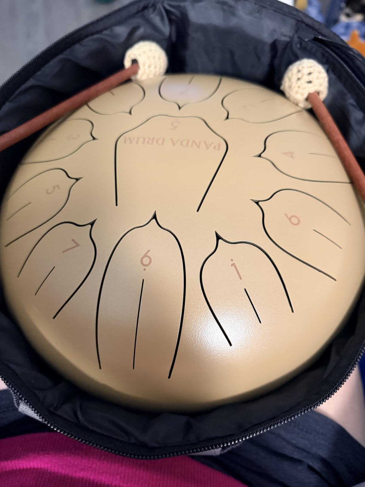 Panda Drum Plus (Sandstone) | Steel Tongue Drum | 11 Inch | Calming Handpan | with Music Book, Mallets, Carrying Bag & Finger Picks | 432 Hz Rain Drum customer photo 2