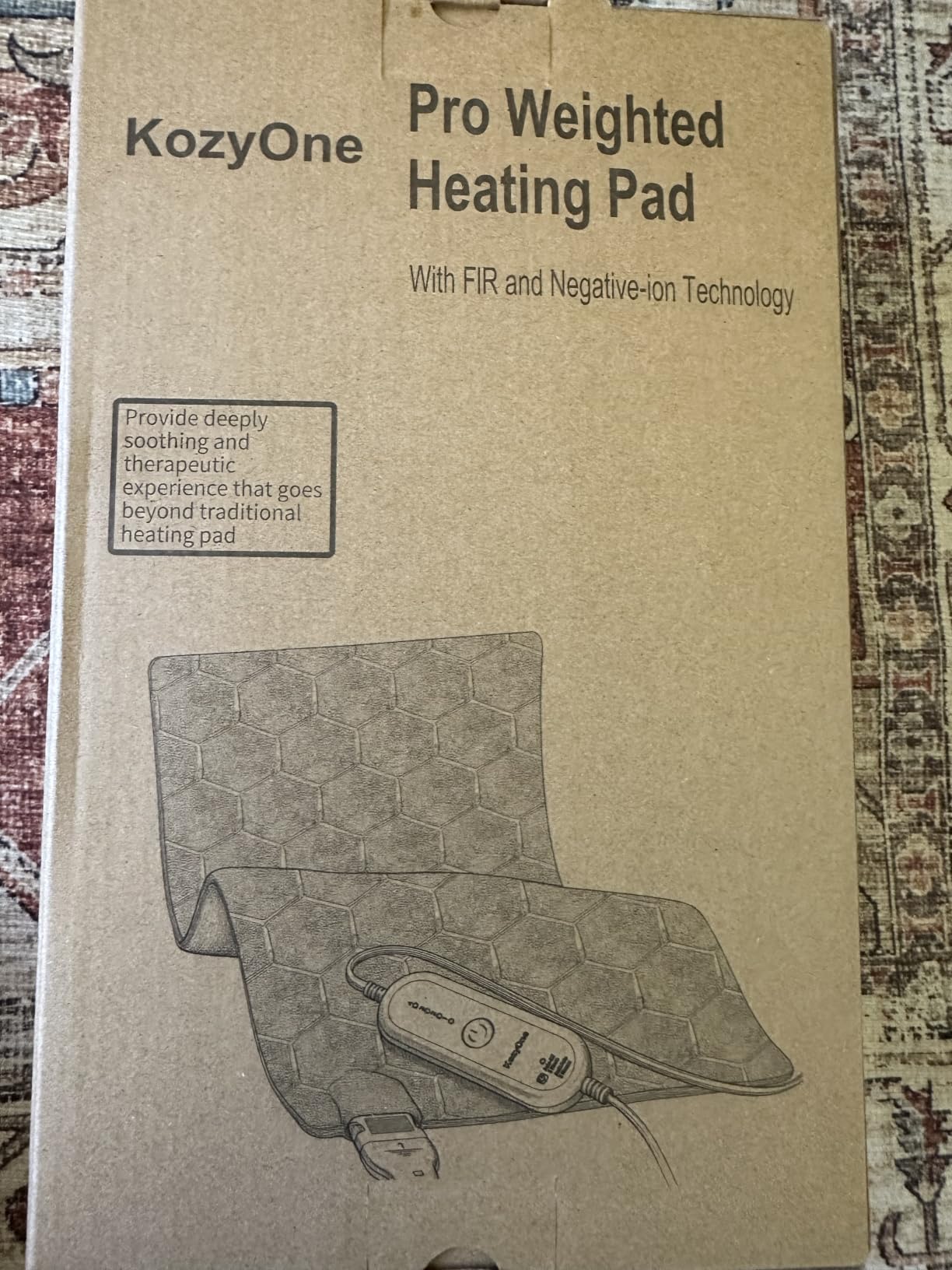 KozyOne Weighted Premium Heating Pad - Far Infrared & Negative Ion Therapy for Pain Relief in Back, Neck, Shoulders, Knees, 4 Heat Settings, Auto-Off, Machine Washable (12
