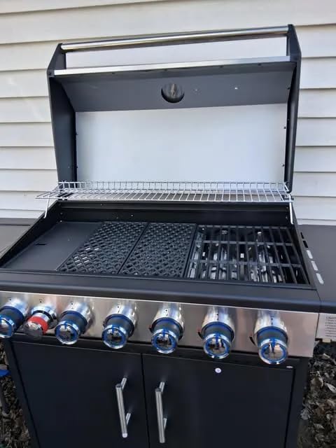 Brand-Man 6-Burner Propane Gas Grill 12,000 BTU Infrared Sear Side Burner | Porcelain-Enameled Cast Iron Diamond-Pattern Grates & Griddle, 624 Sq.In. BBQ Station with Storage Cabinet for Barbecue customer photo 2